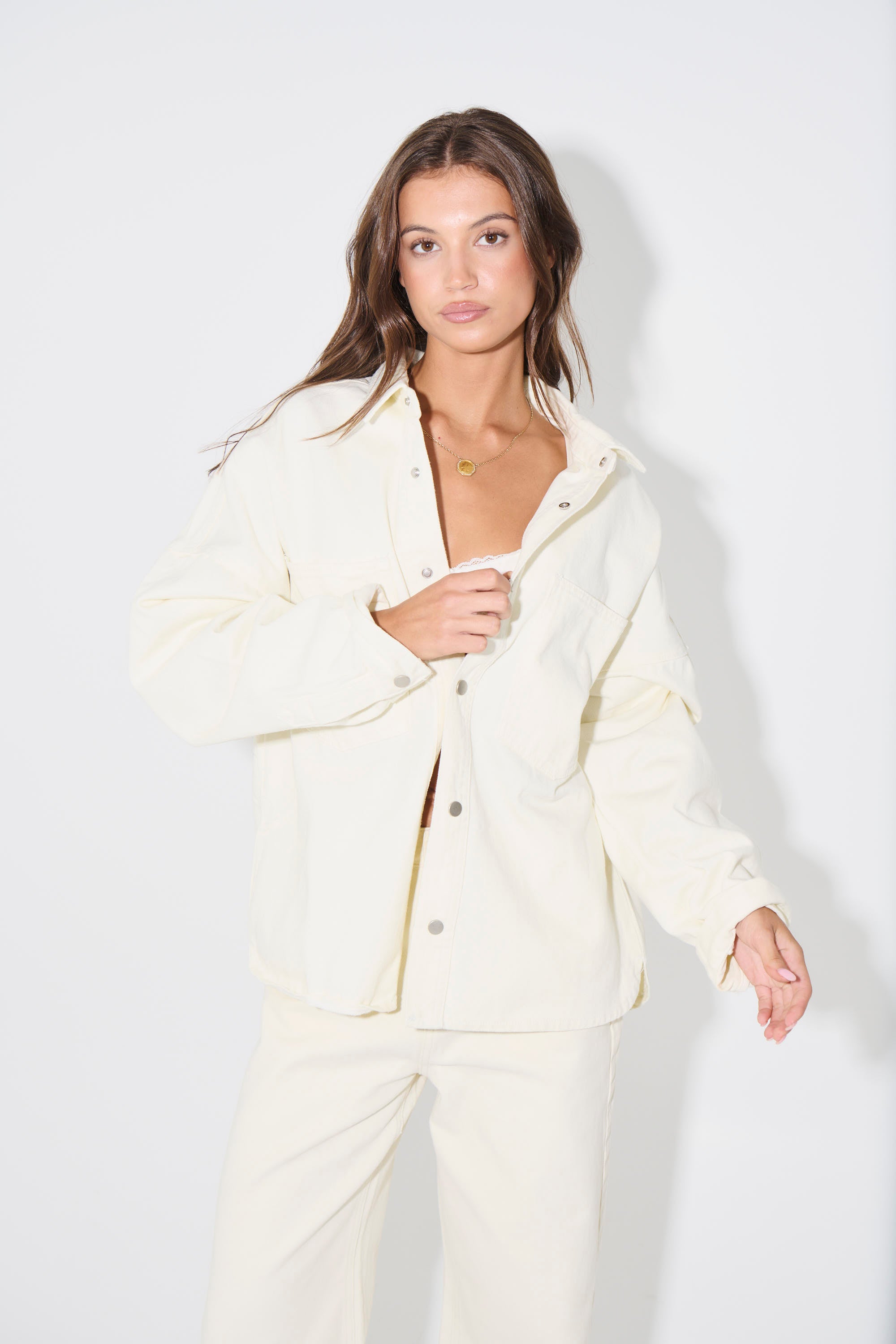 Unisex Heavyweight Denim Shirt Ivory