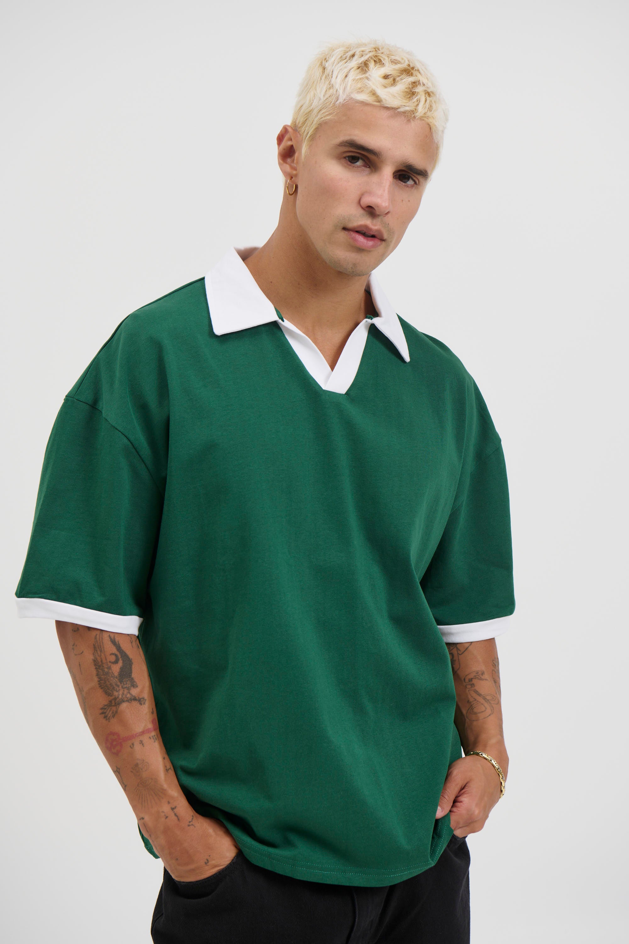 Two Tone Polo Emerald