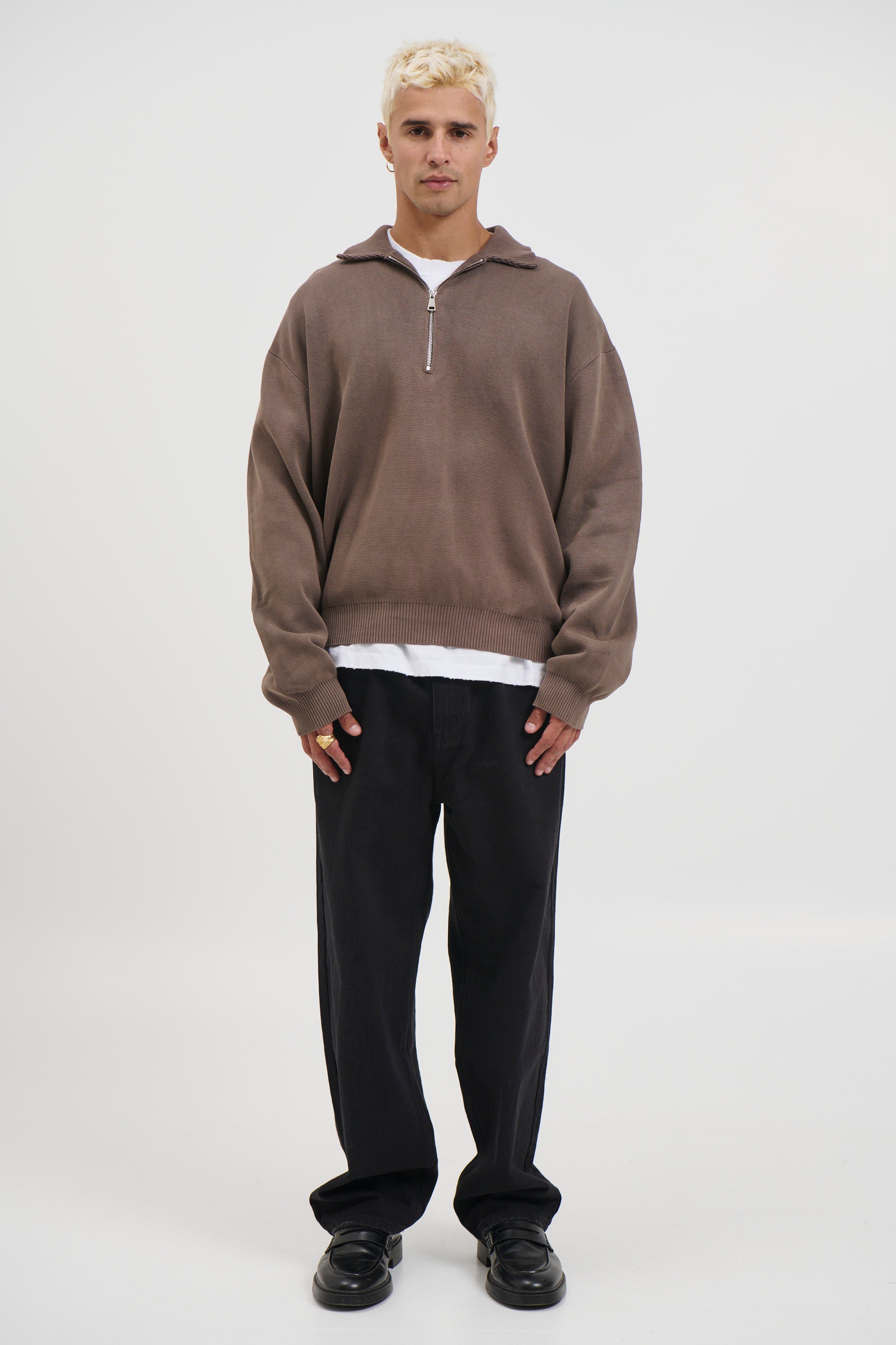 Calin Zip Up Knit Choc