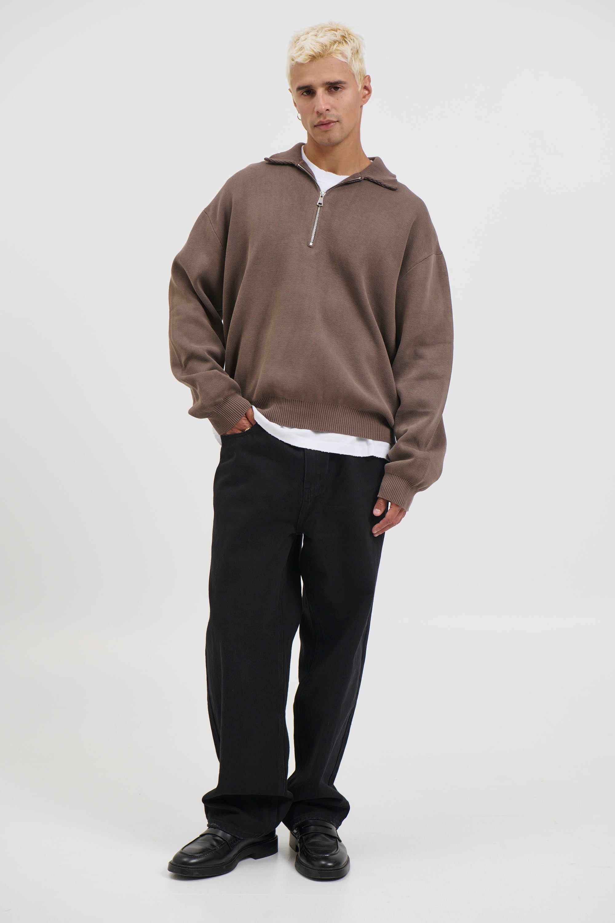 Calin Zip Up Knit Choc