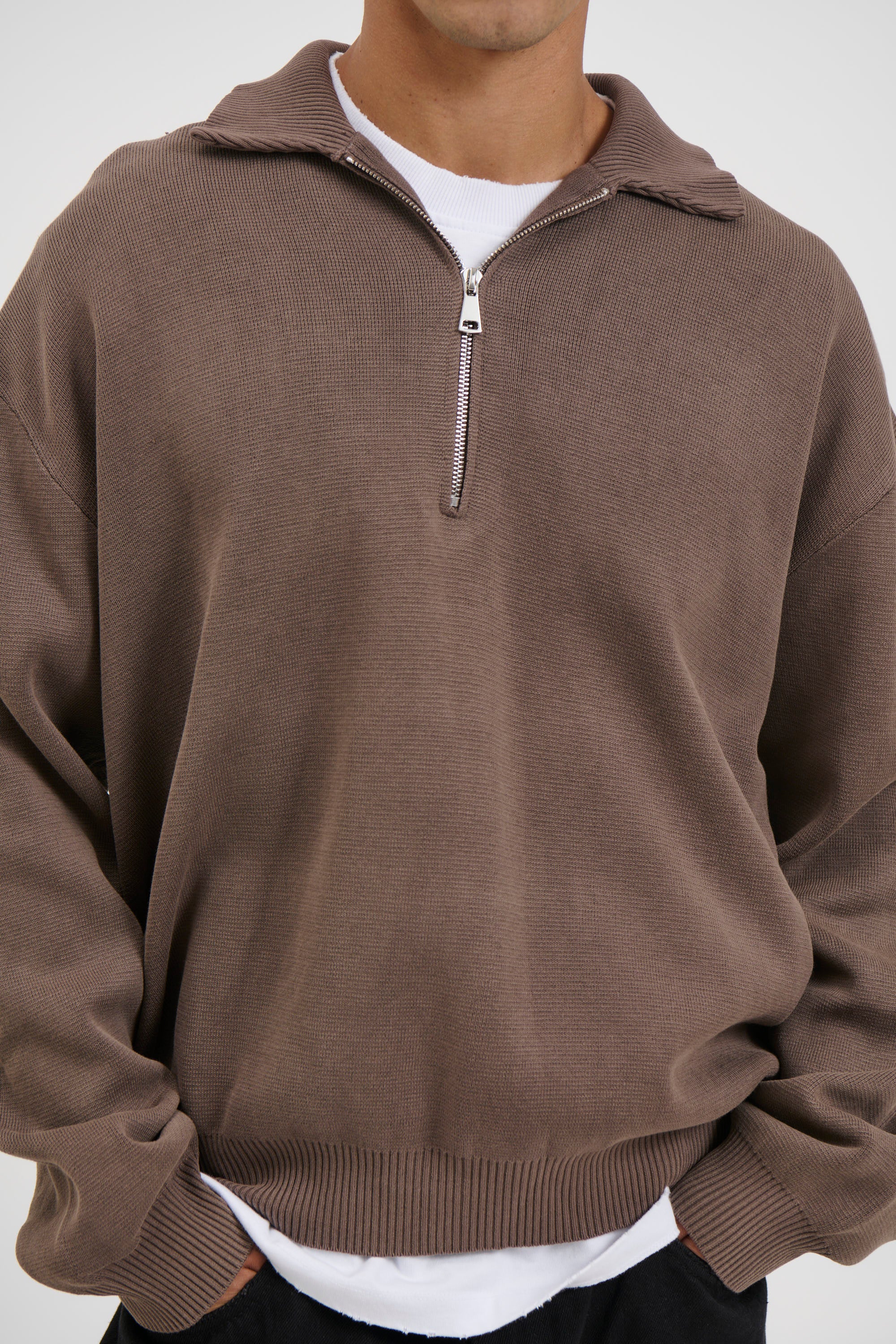 Calin Zip Up Knit Choc