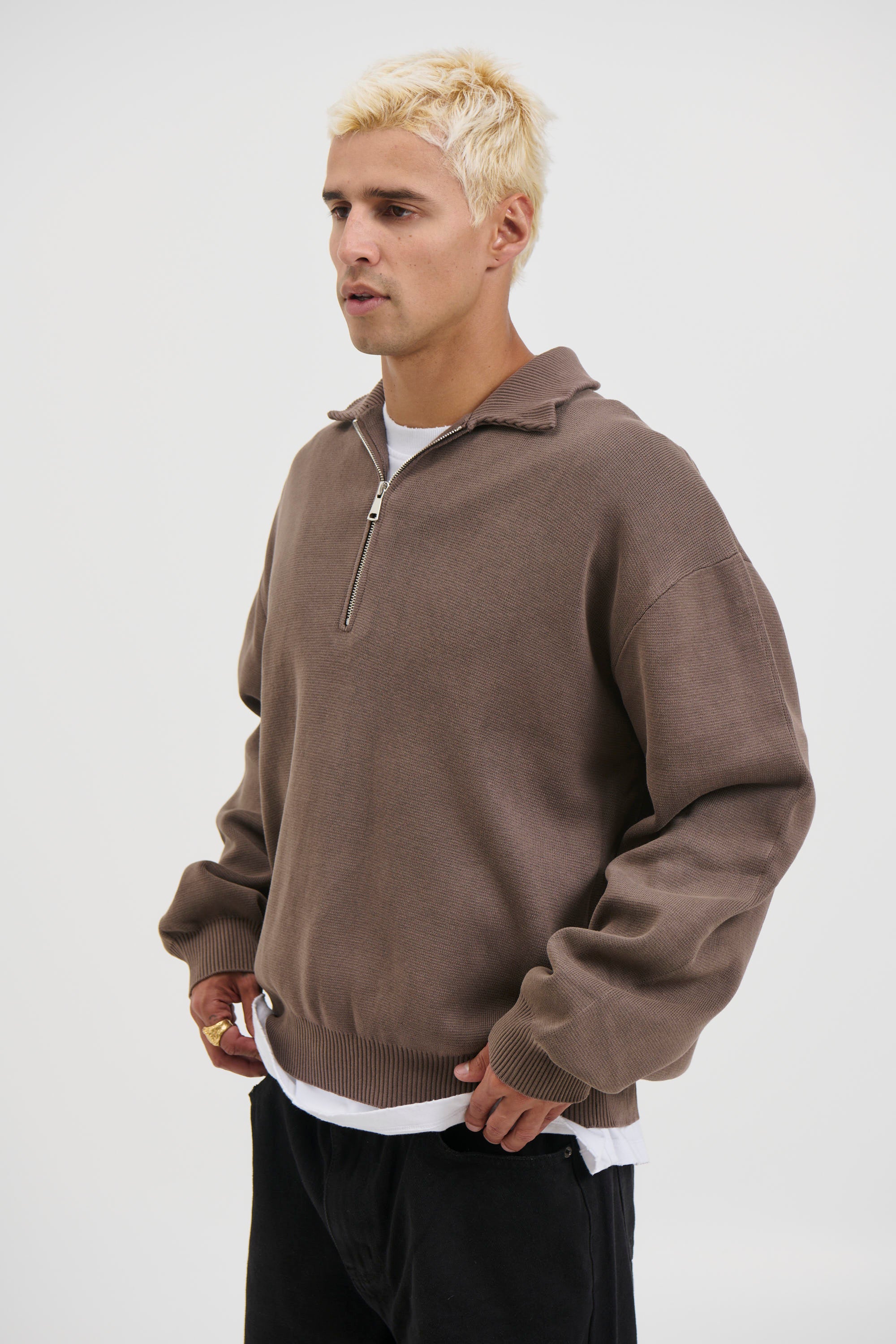 Calin Zip Up Knit Choc