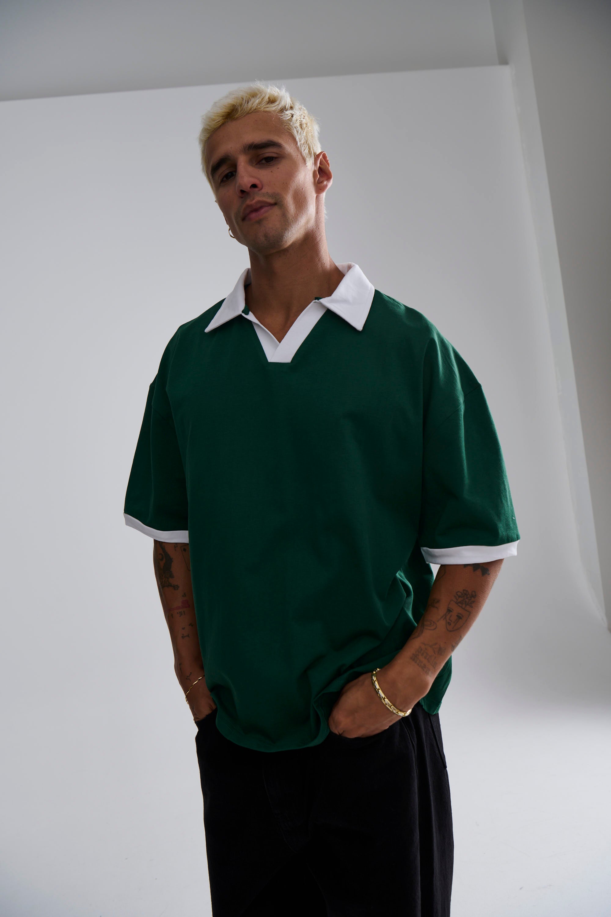 Two Tone Polo Emerald