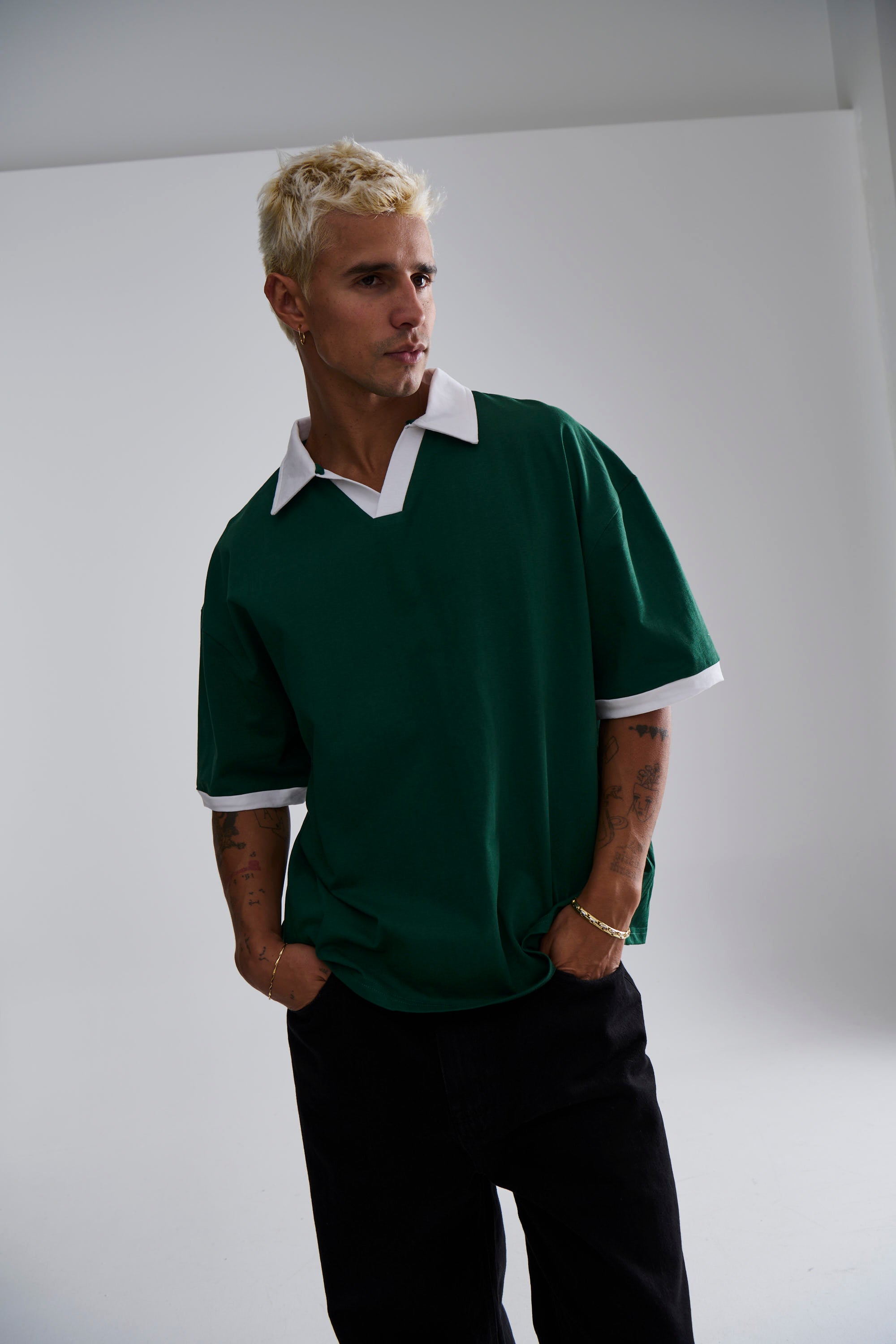 Two Tone Polo Emerald