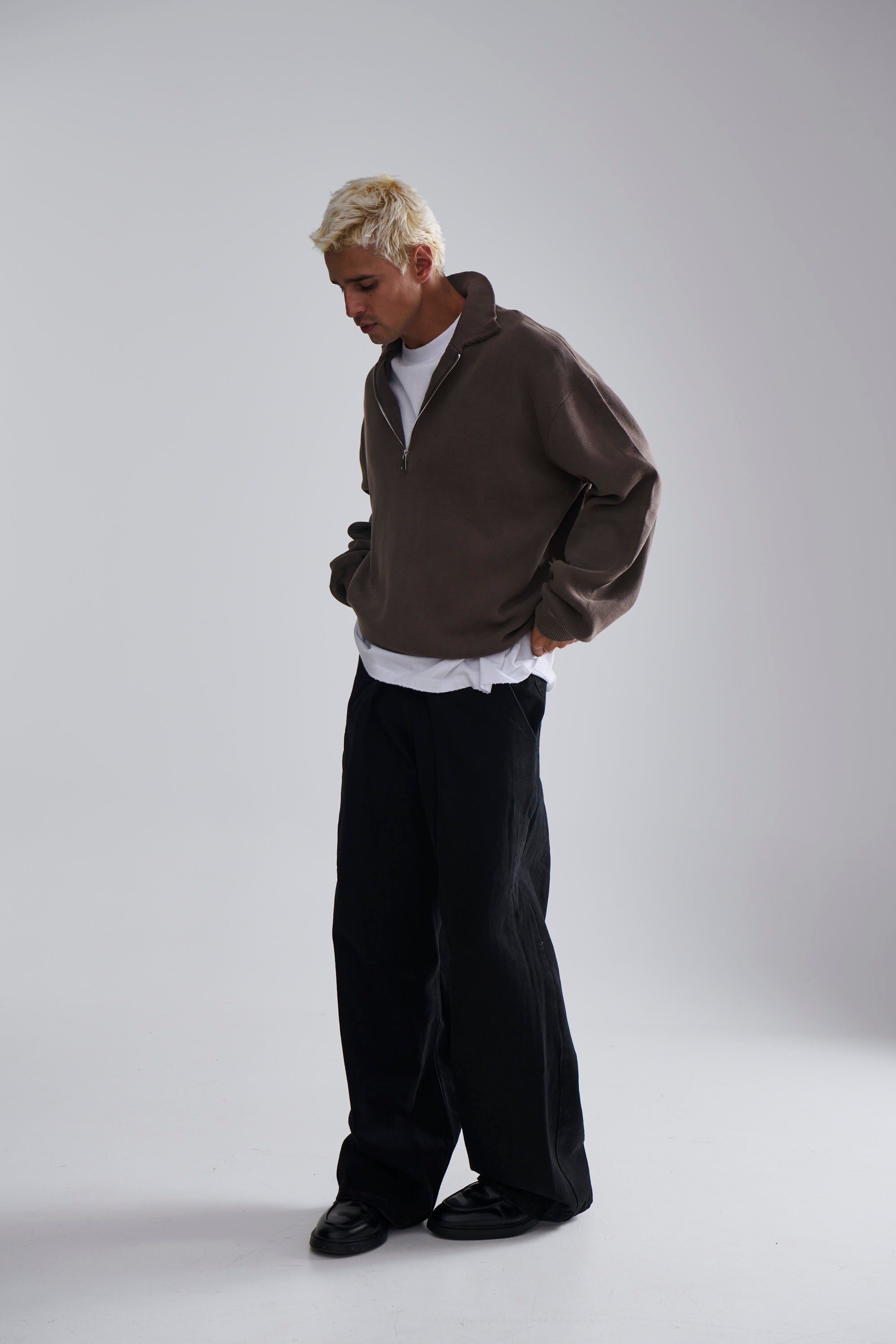 Calin Zip Up Knit Choc