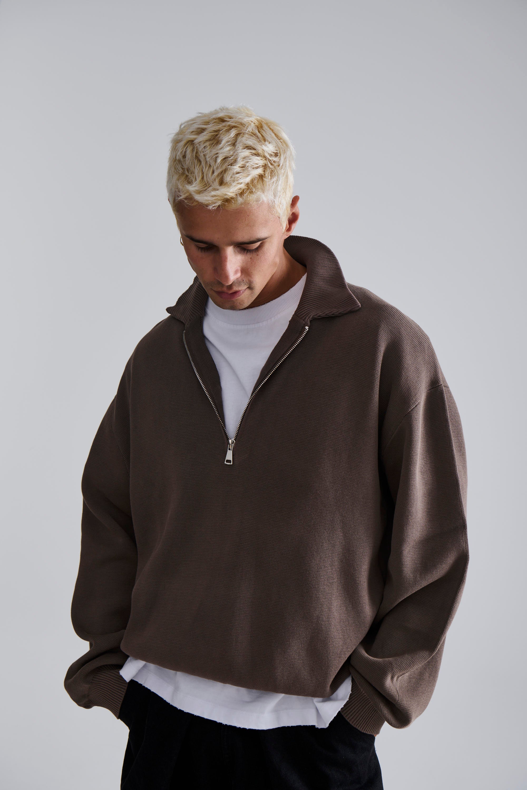 Calin Zip Up Knit Choc