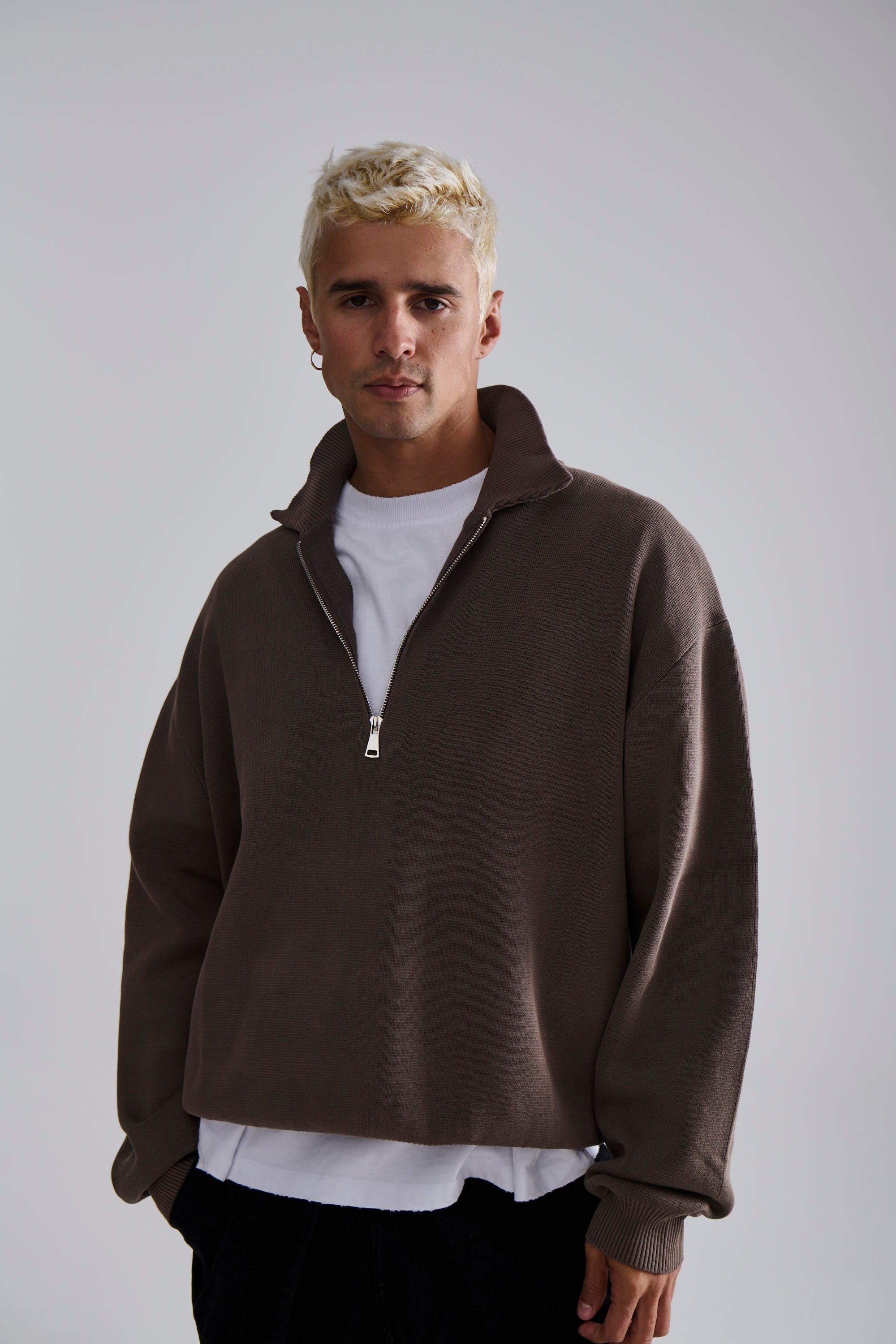 Calin Zip Up Knit Choc