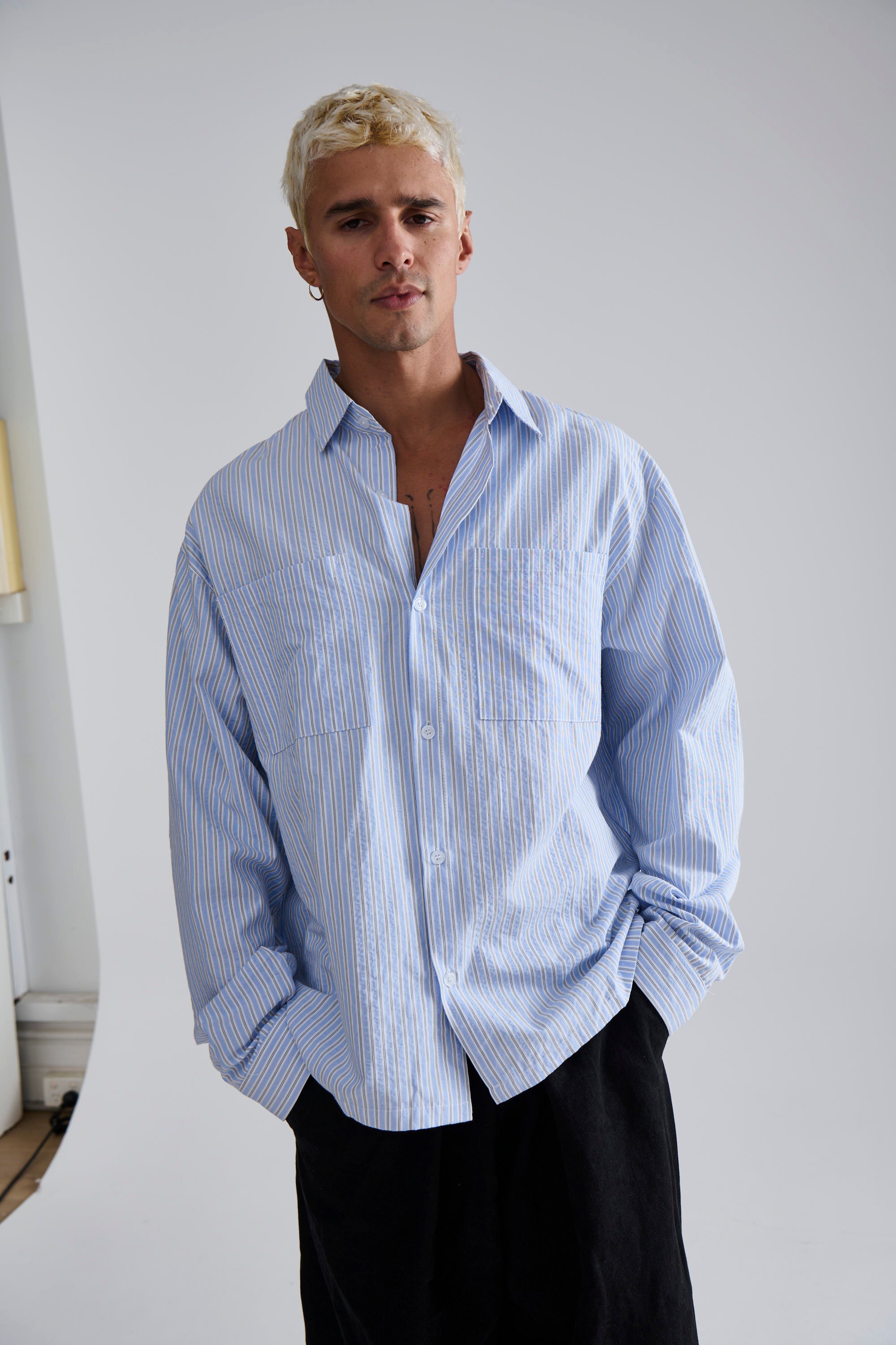 Miles Stripe Shirt Blue