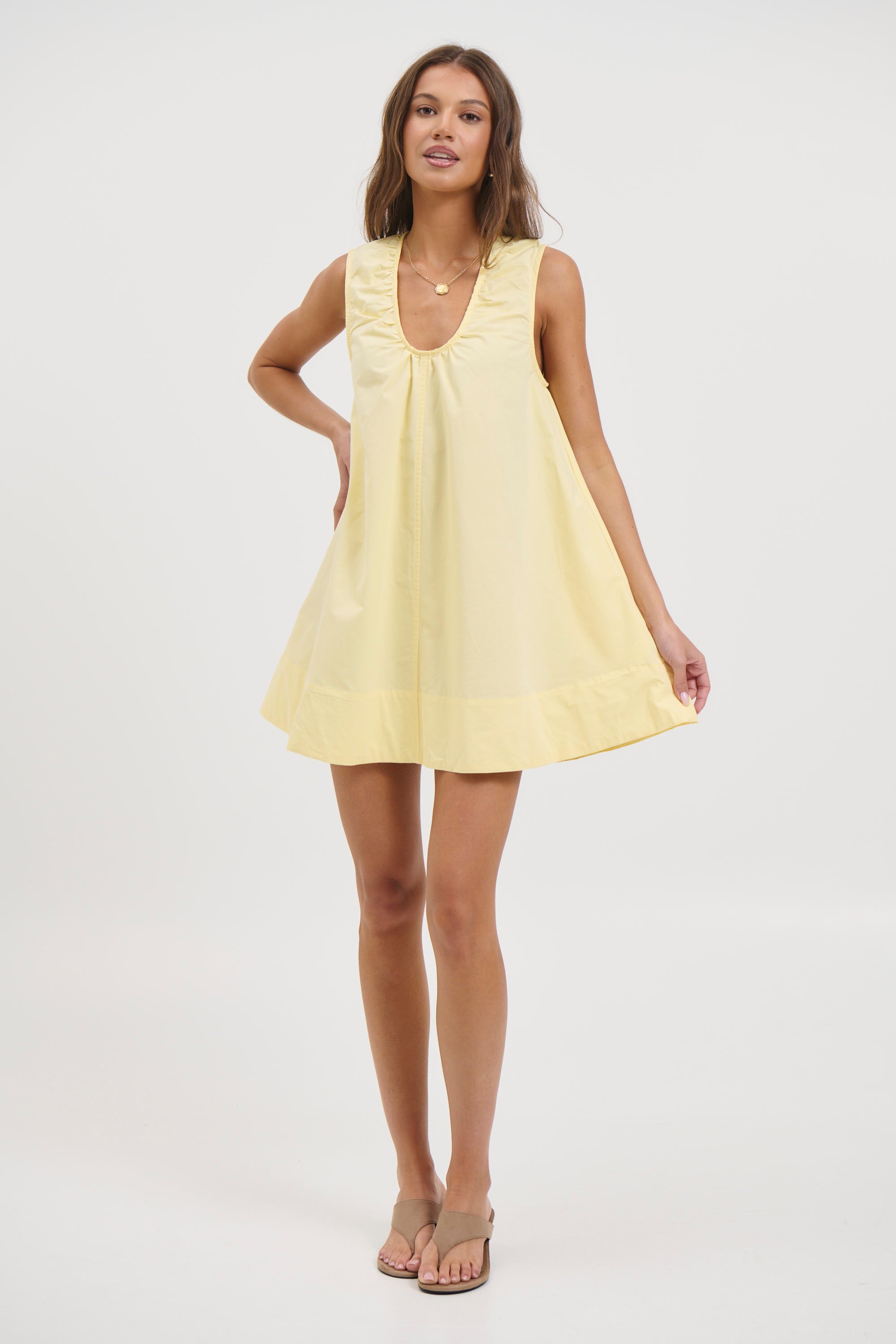 Lemon Eyelet Mini Dress