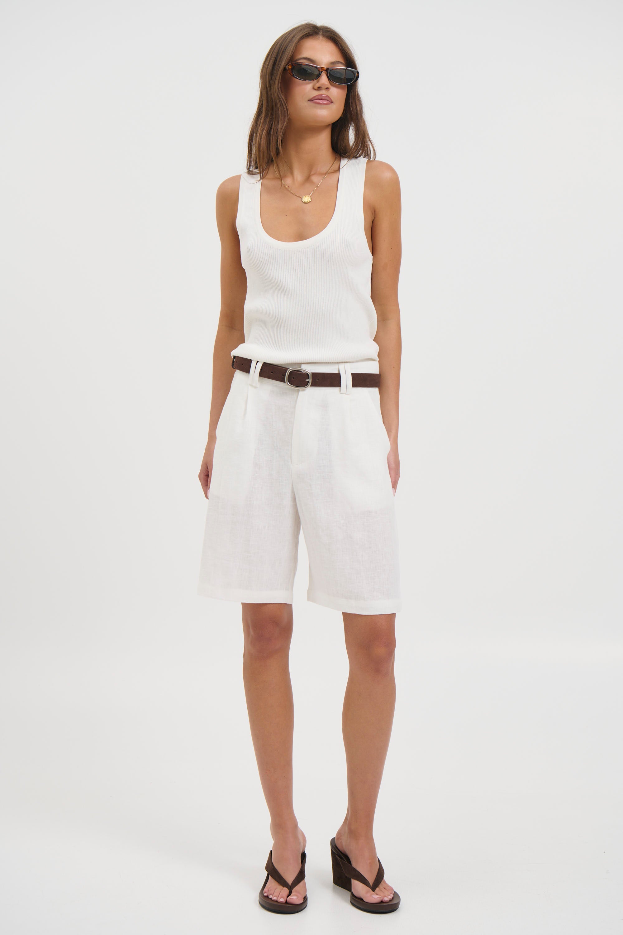 Dora Linen Short White