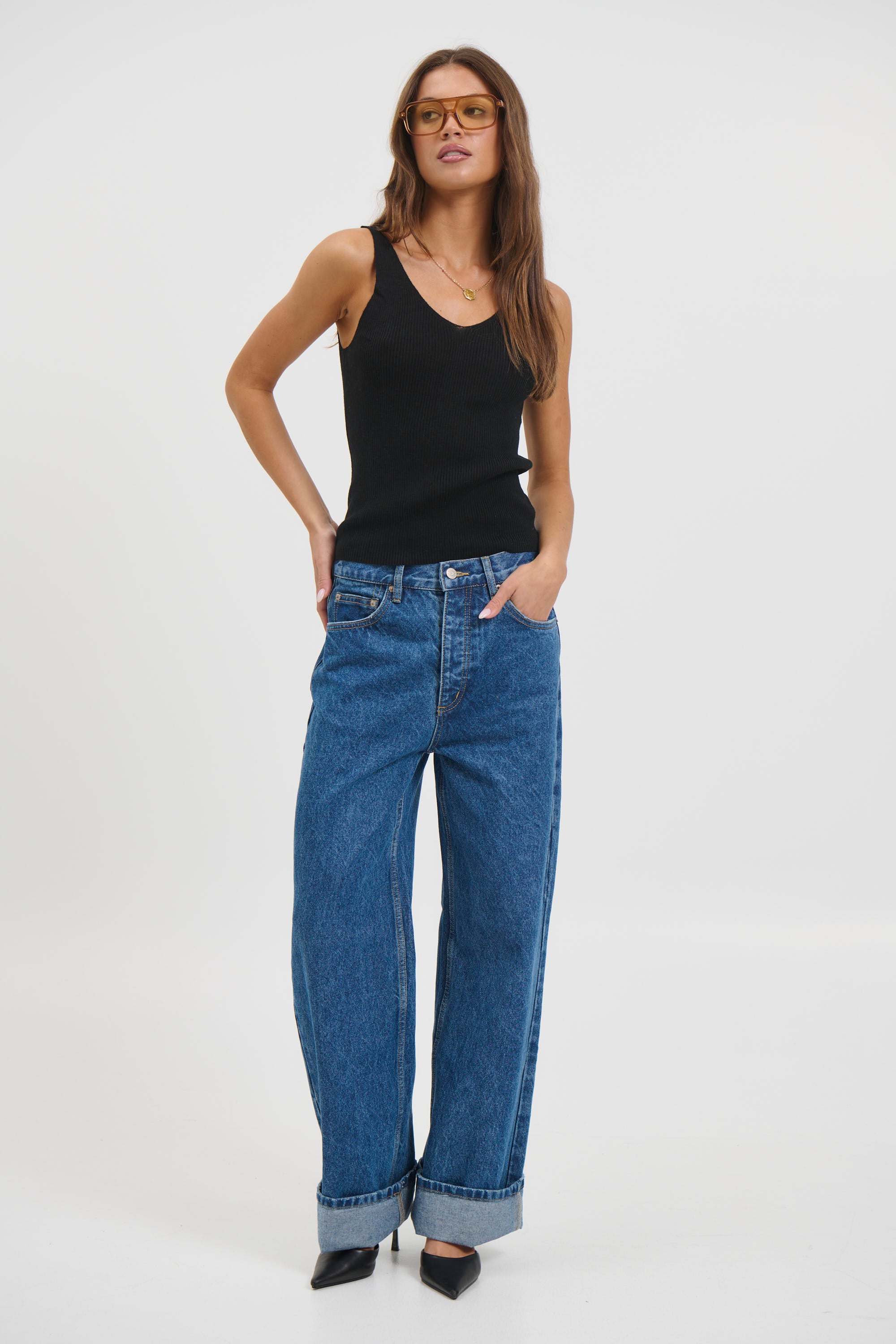 Belinda Ribbed Top Black