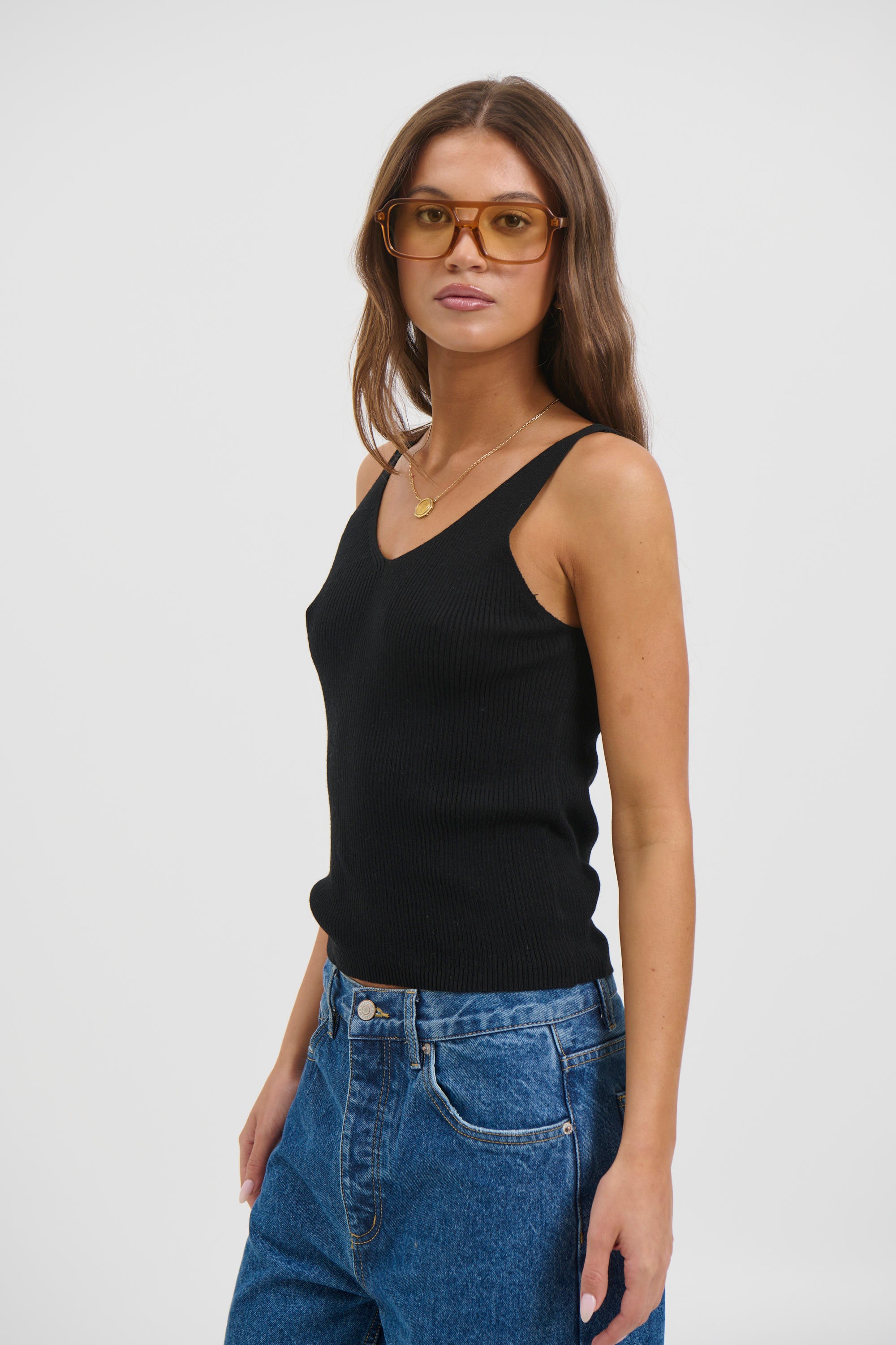 Belinda Ribbed Top Black