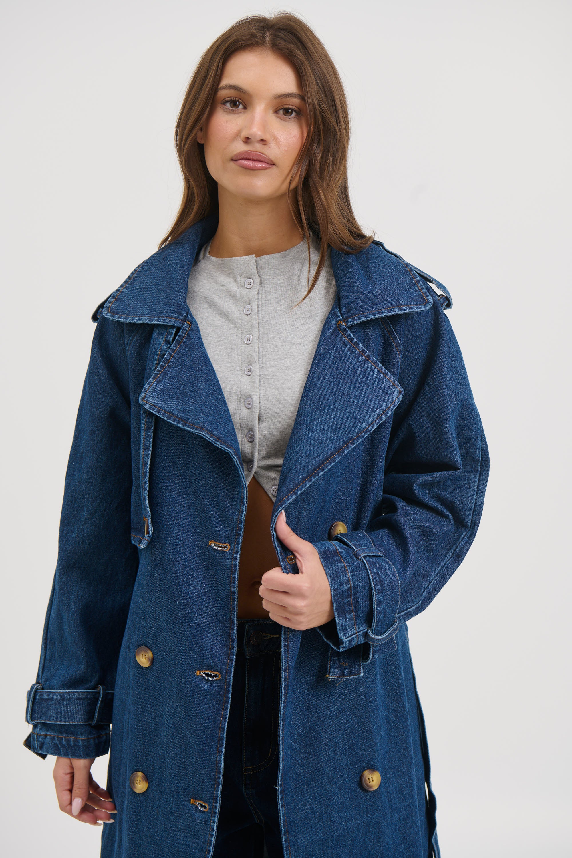 Ashley Trench Coat Dark Denim