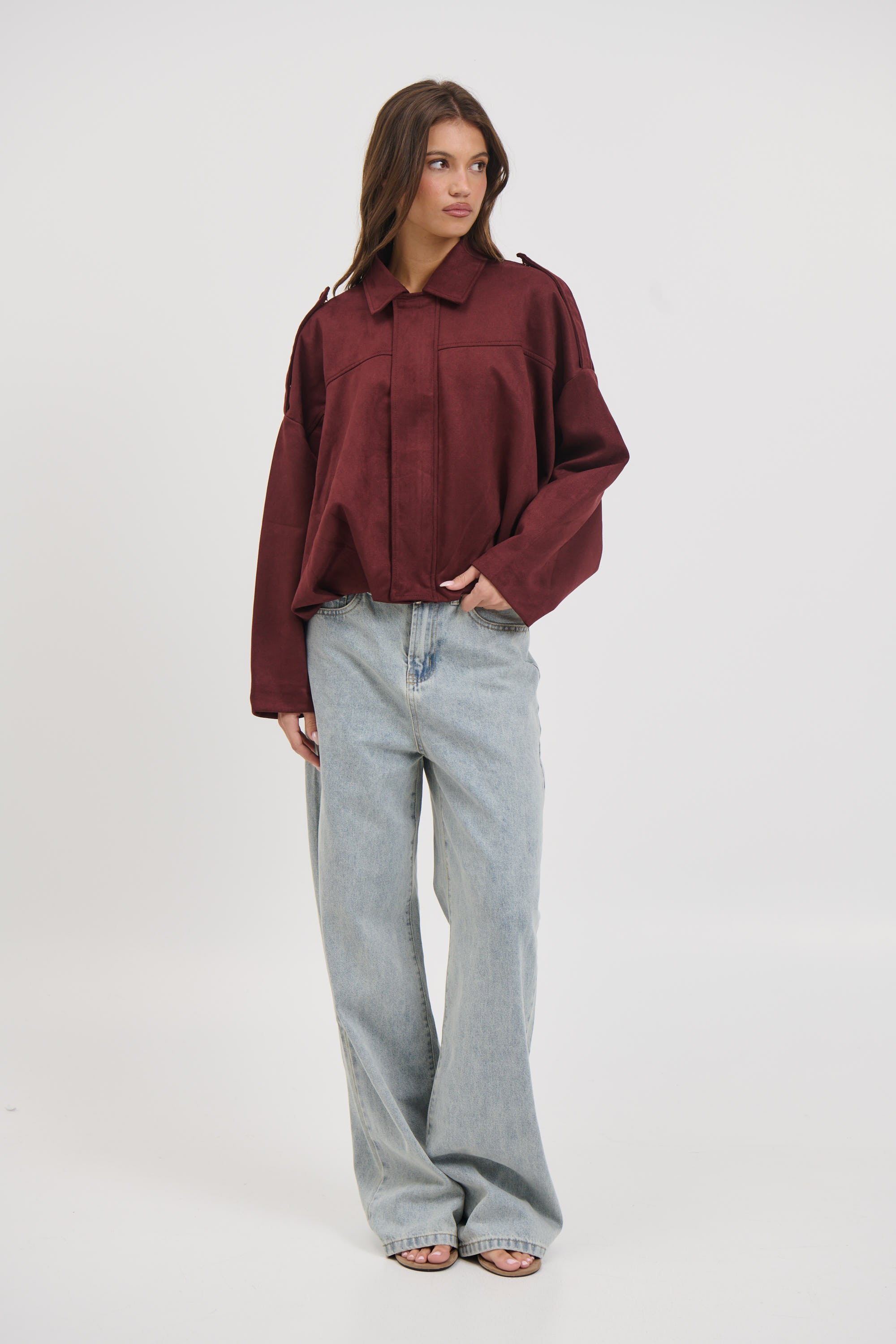 Harmony Suede Jacket Wine