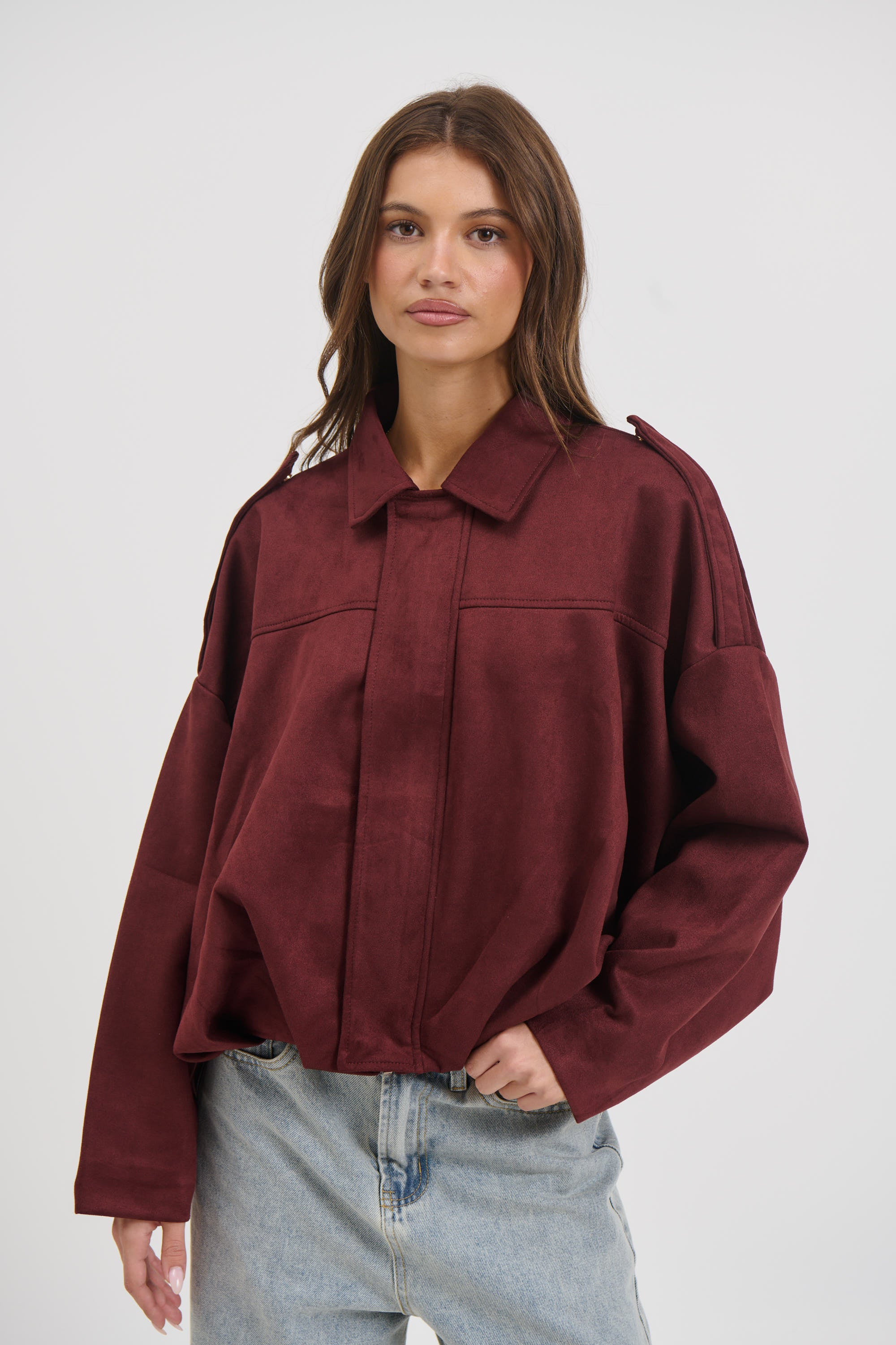 Harmony Suede Jacket Wine
