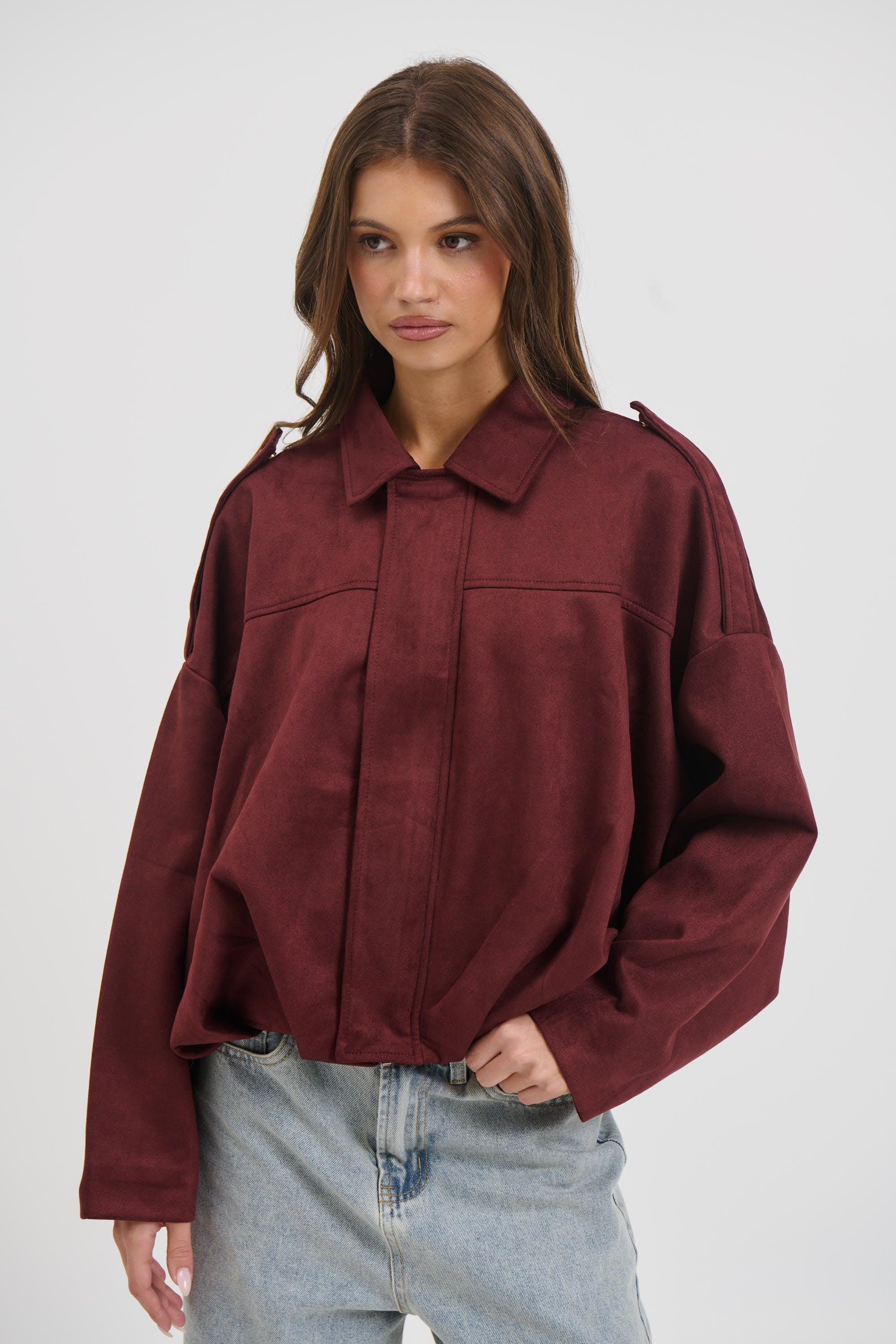 Harmony Suede Jacket Wine