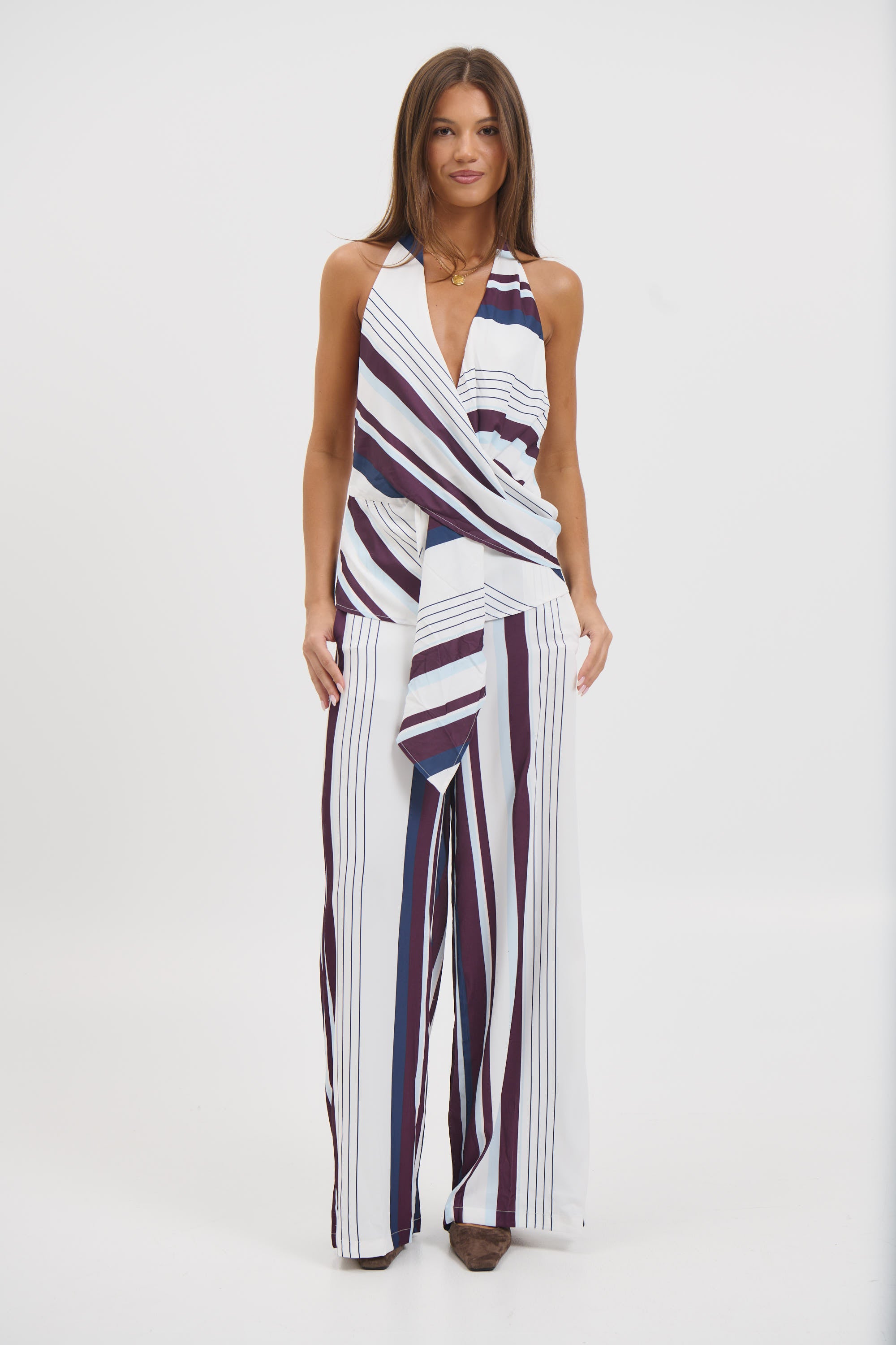 Priscilla Top Stripe Print