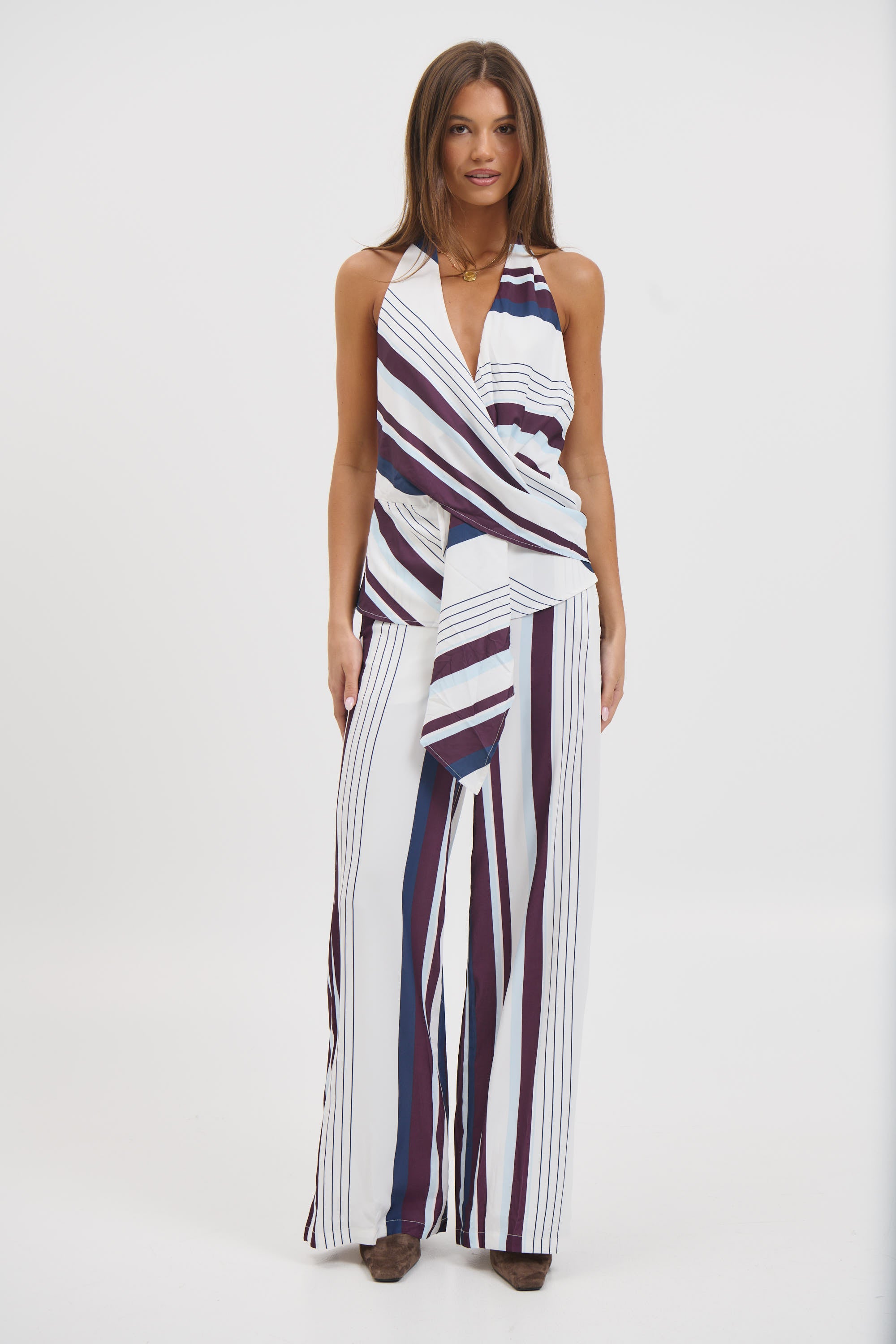 Priscilla Top Stripe Print