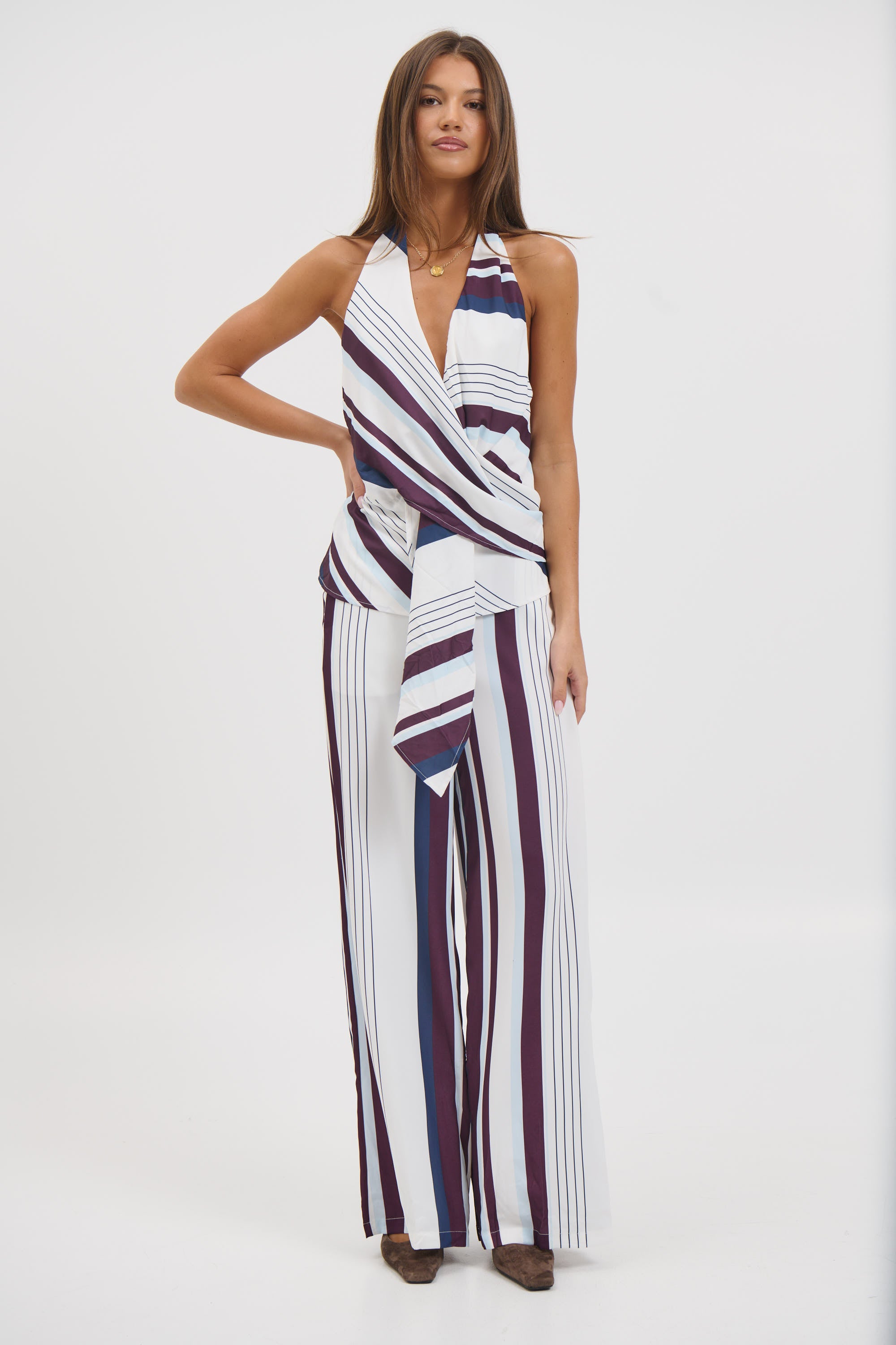 Priscilla Top Stripe Print