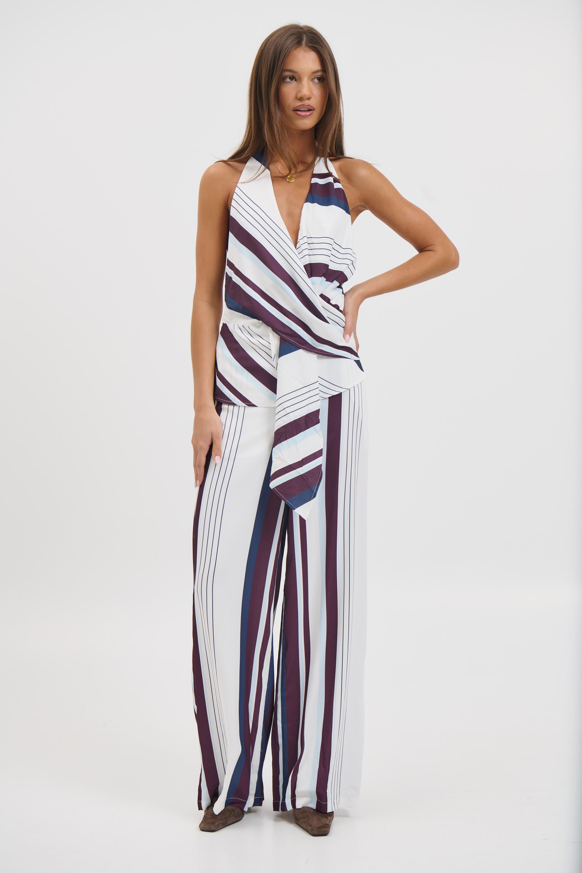 Priscilla Top Stripe Print