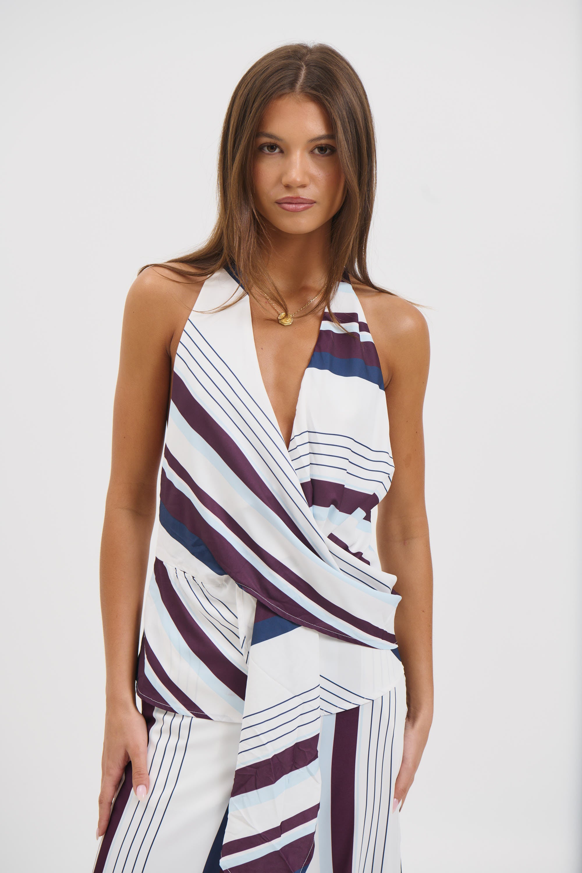 Priscilla Top Stripe Print