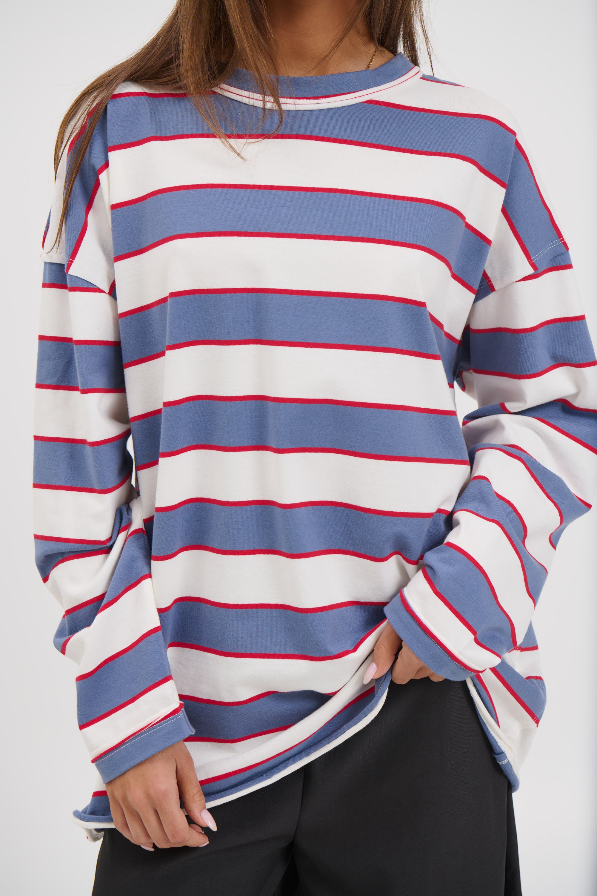 Horizon Long Sleeve Dusty Blue Stripe