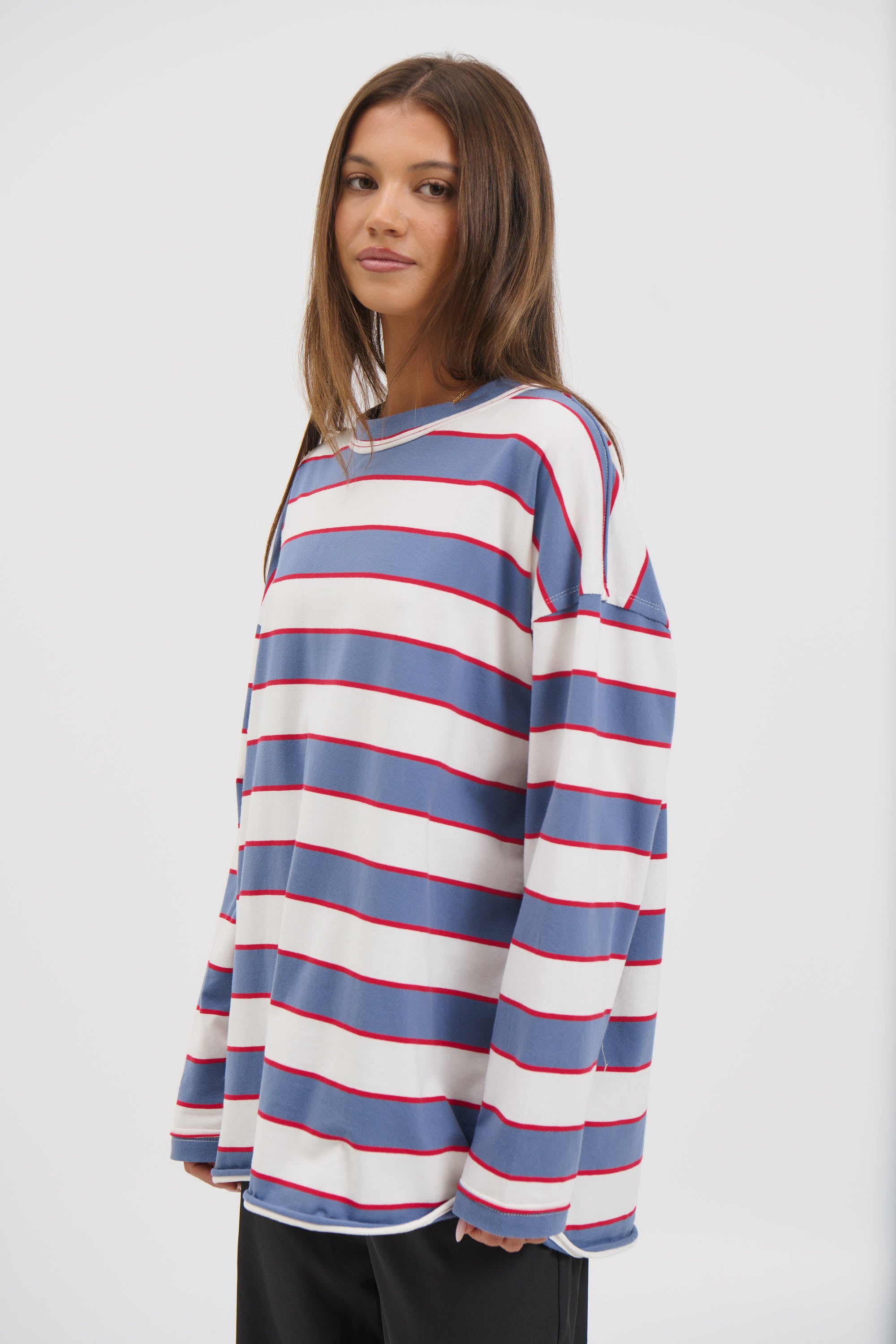 Horizon Long Sleeve Dusty Blue Stripe