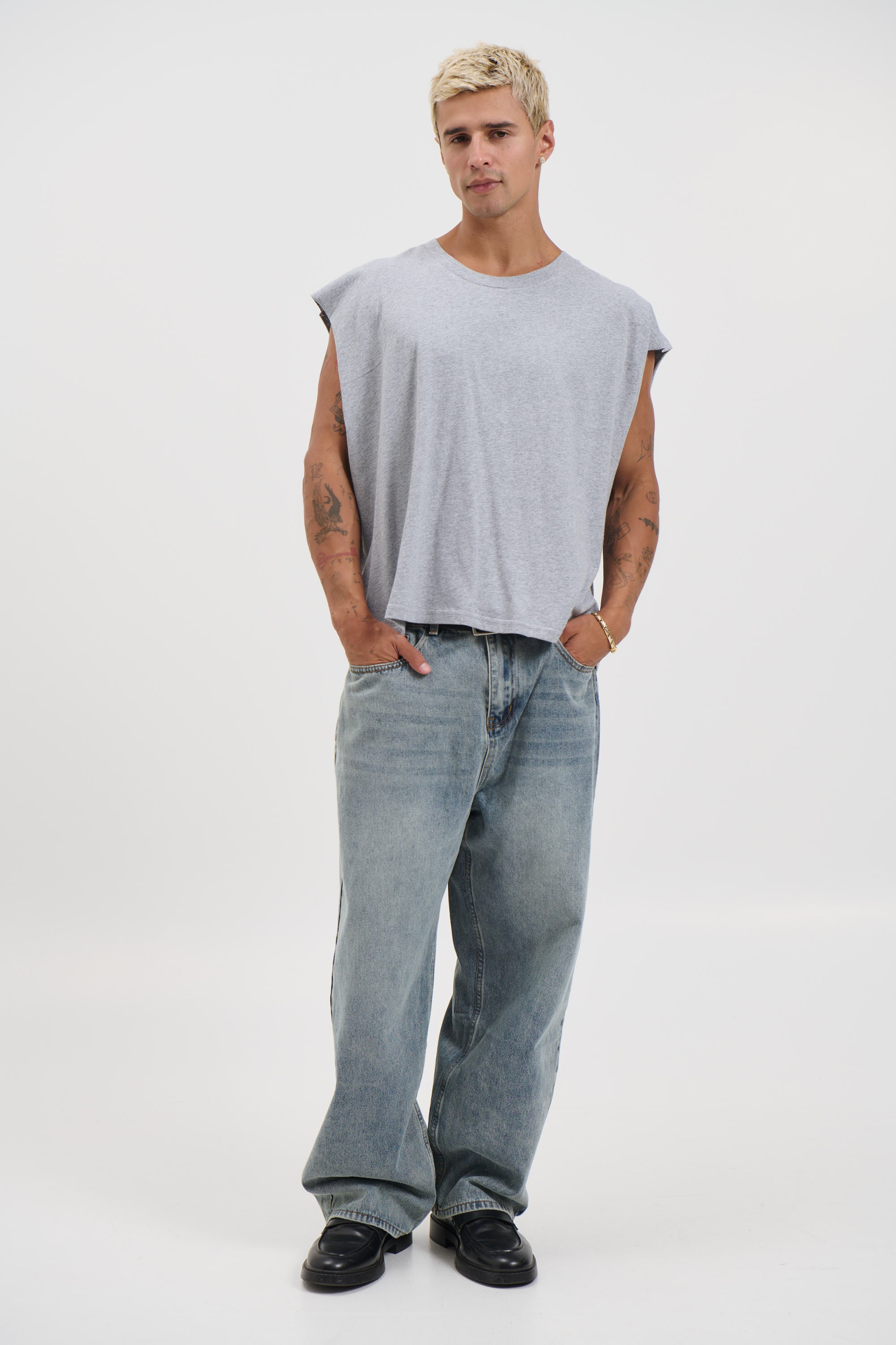 NTH Crop Box Tank Grey