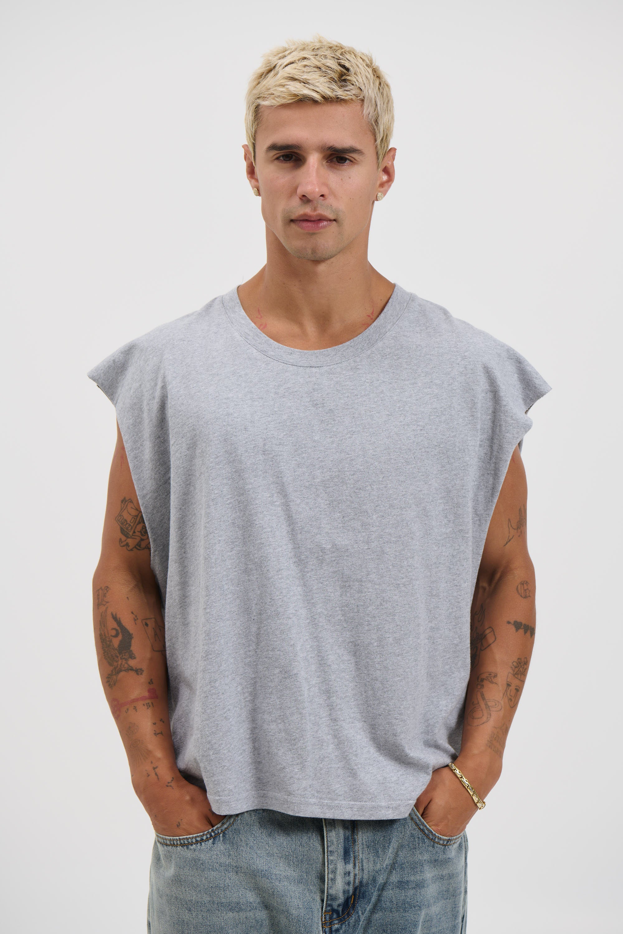 NTH Crop Box Tank Grey
