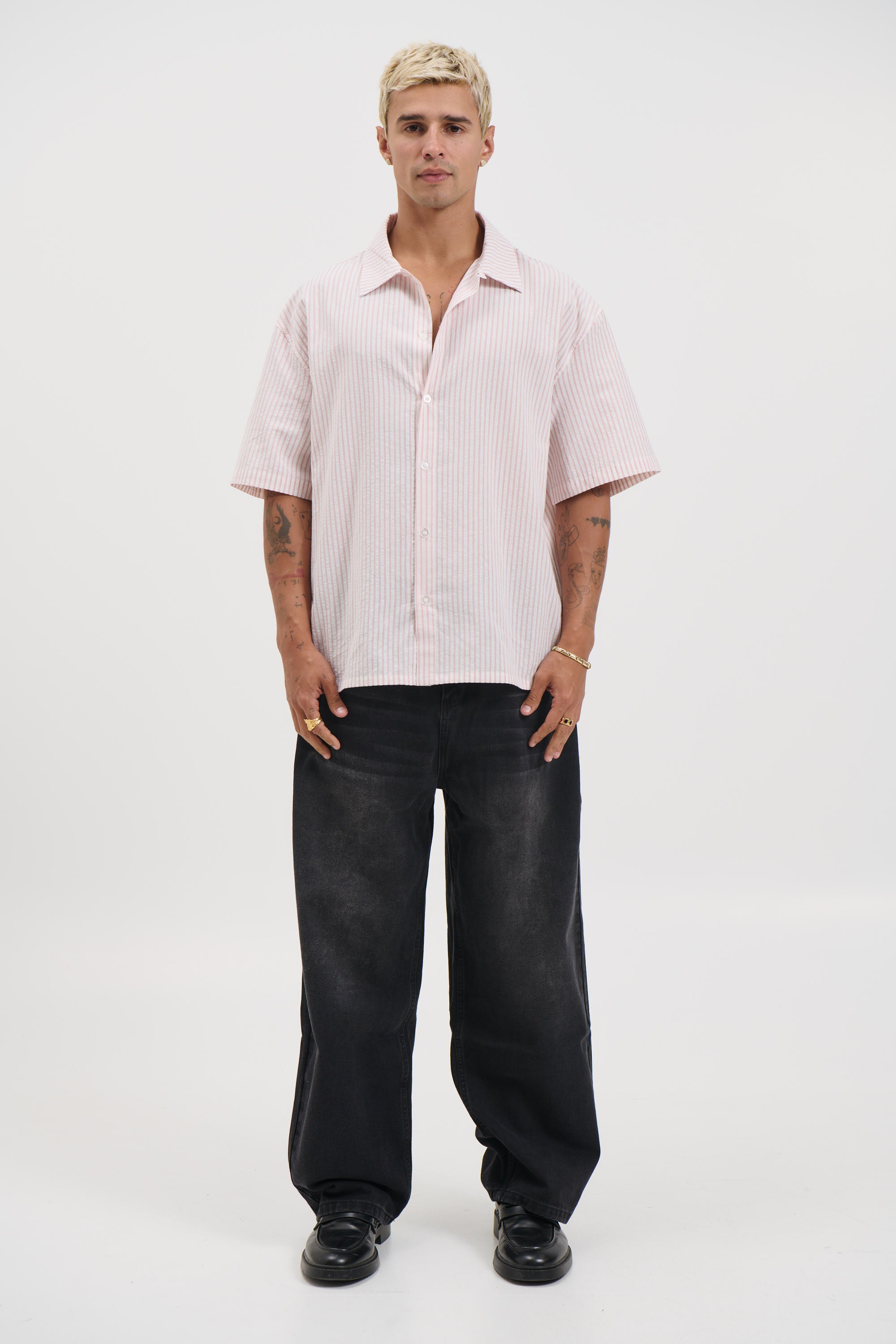 Nathaniel Drop Shirt Stripe Rose