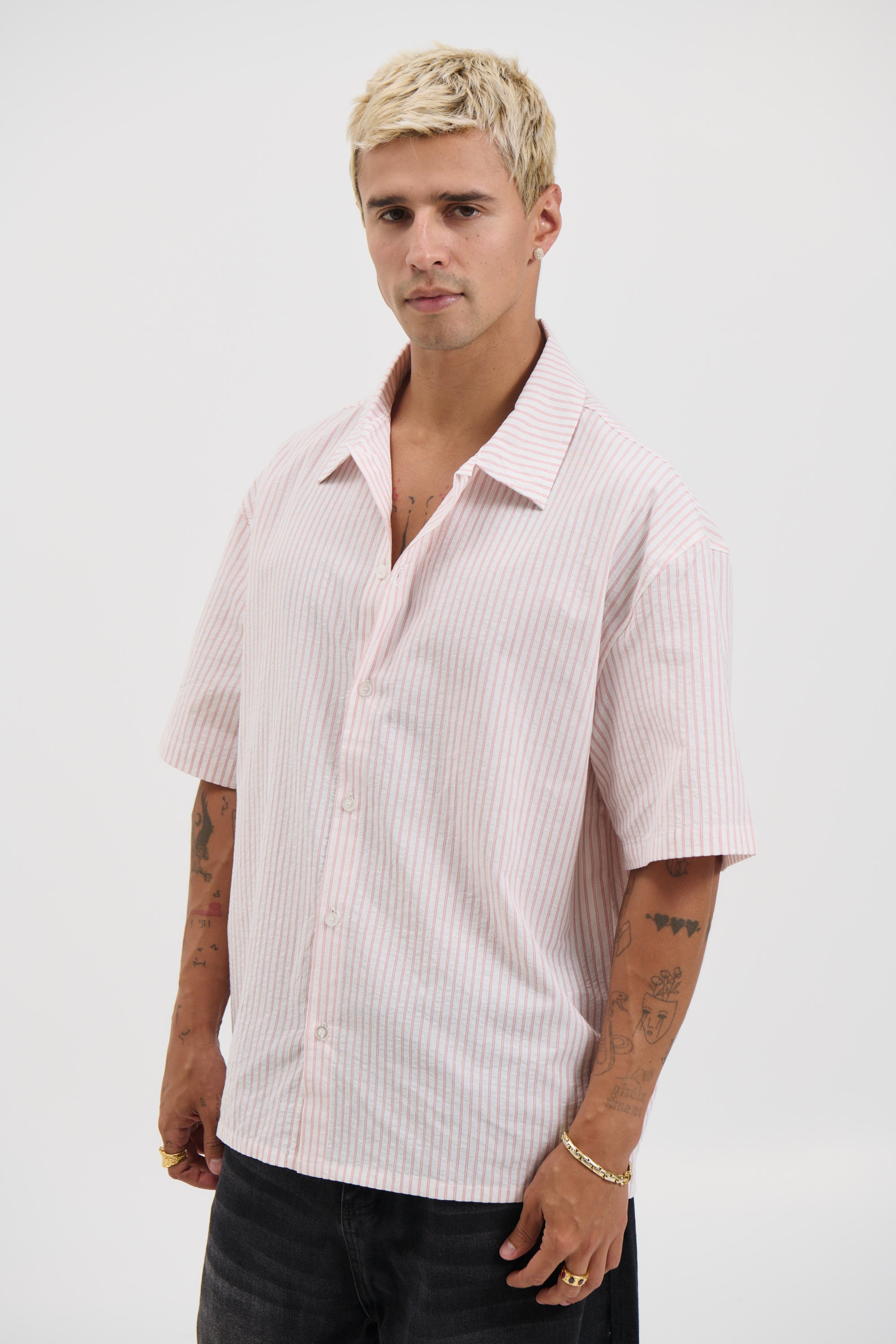Nathaniel Drop Shirt Stripe Rose