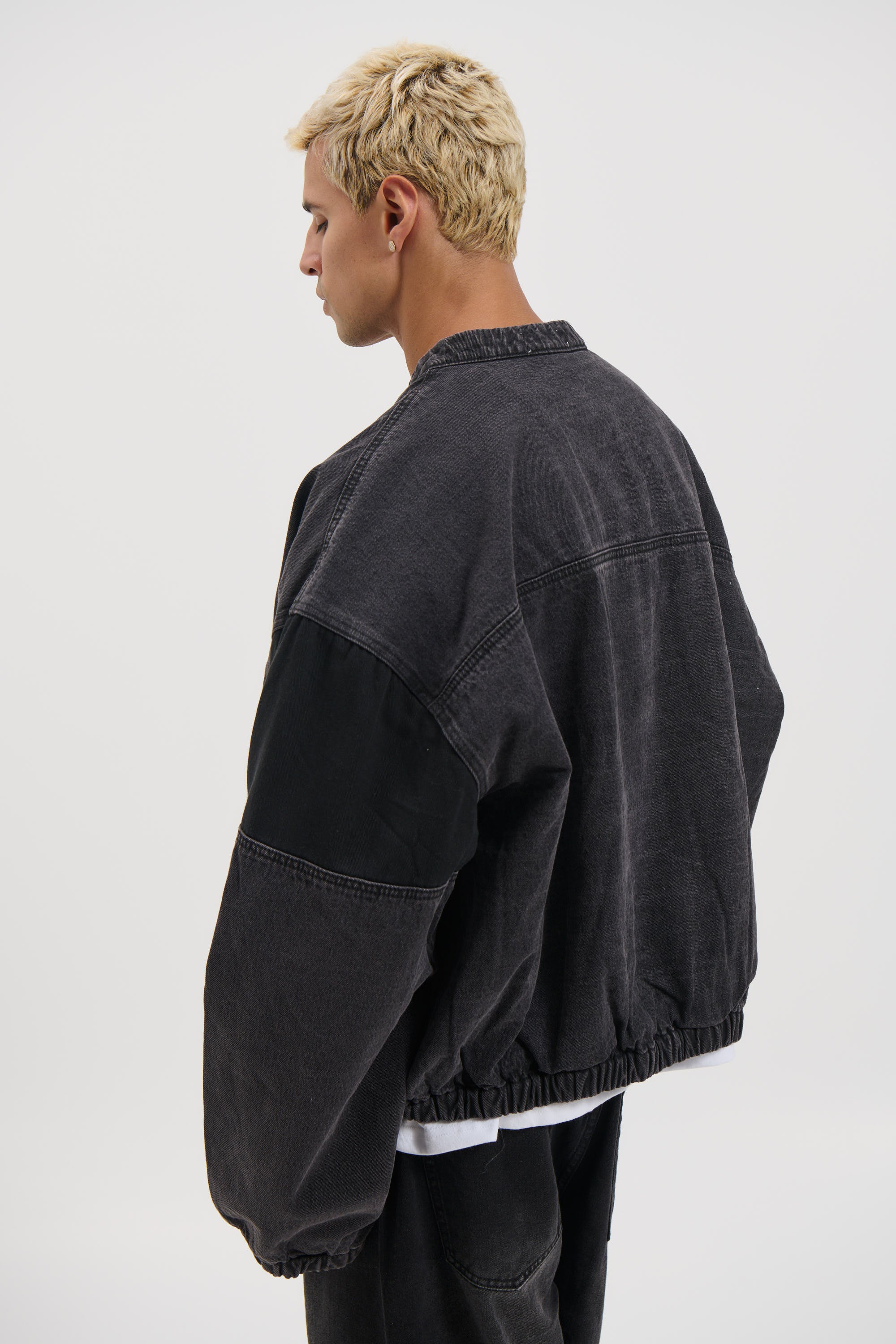 Panelled Denim Bomber Black
