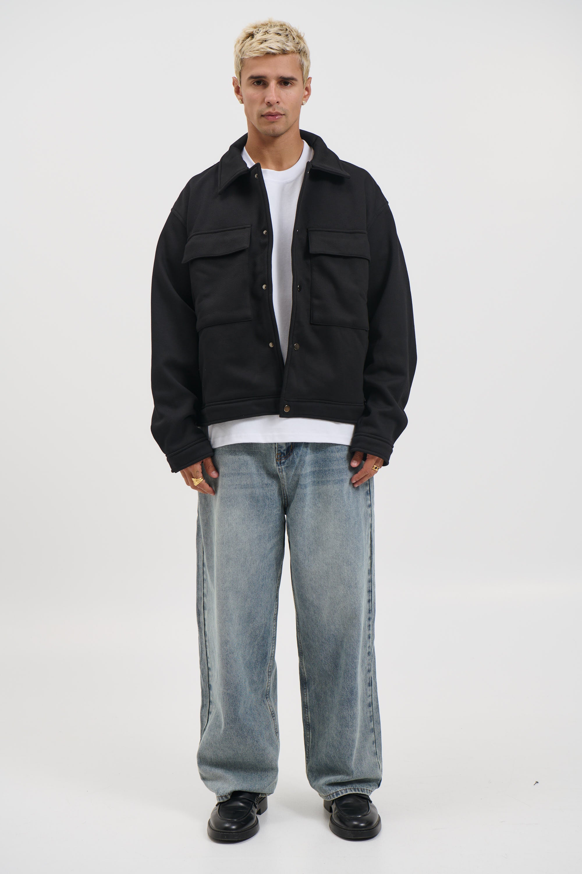 Technical Button Jacket Black