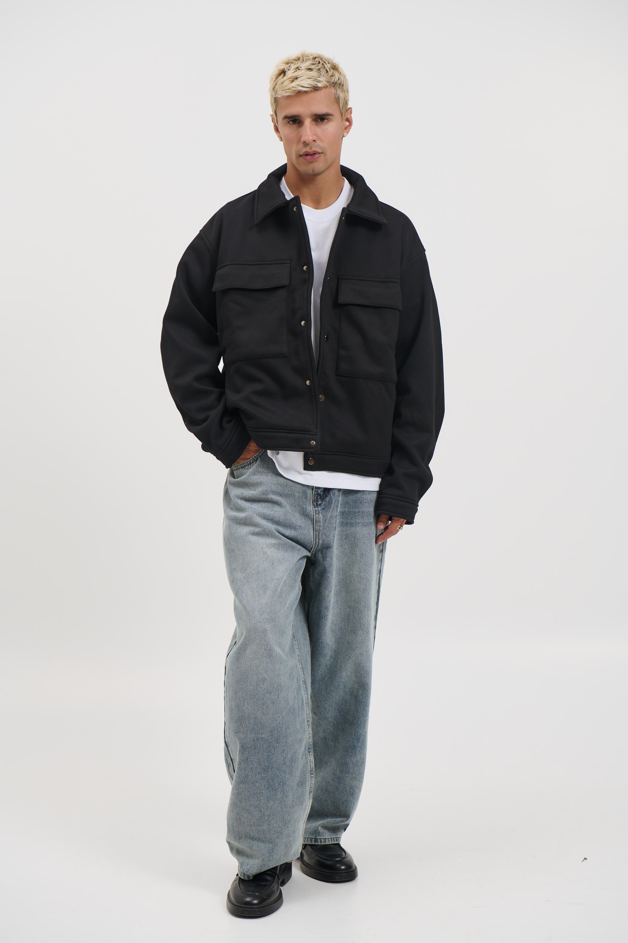 Technical Button Jacket Black