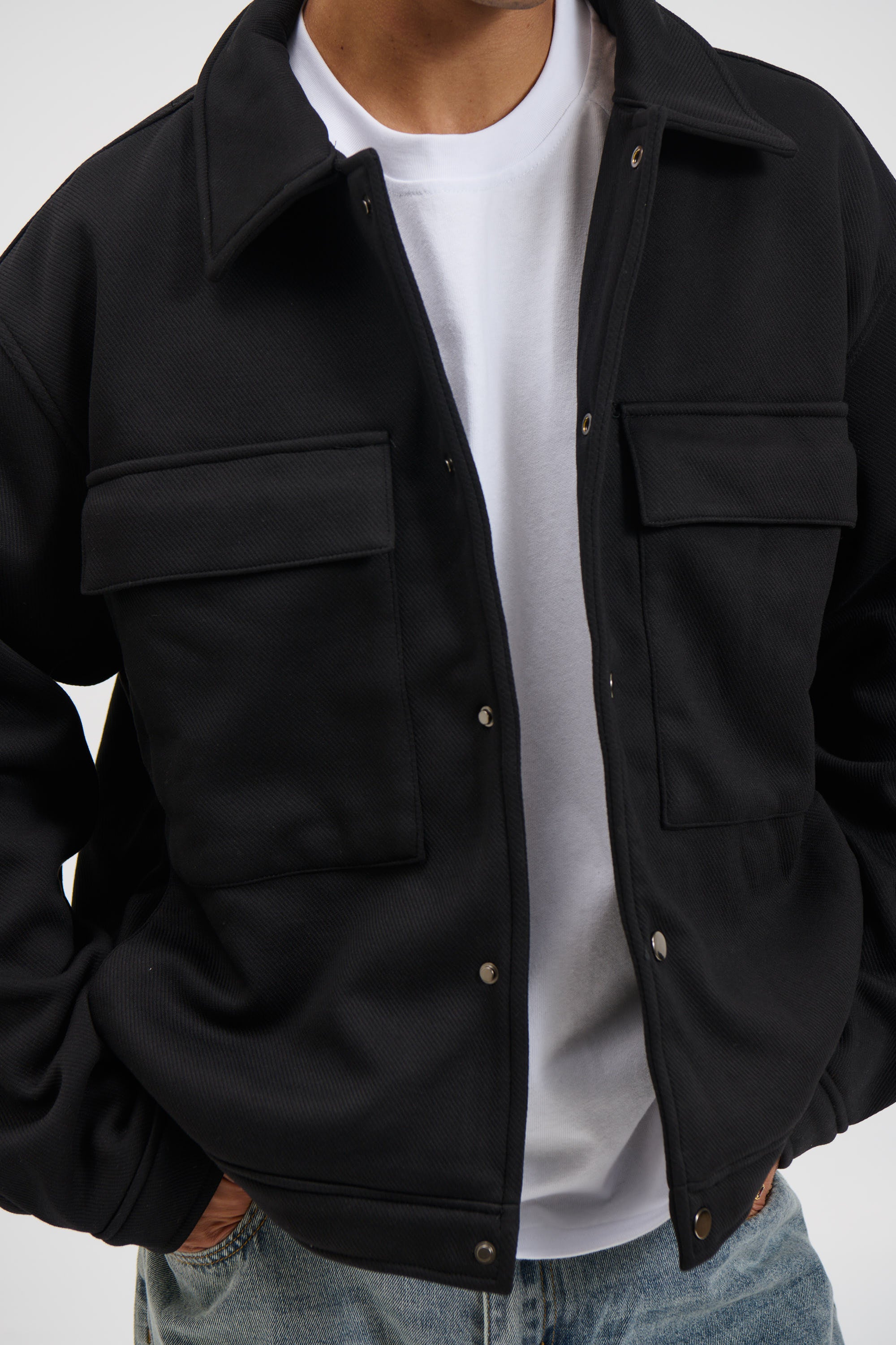Technical Button Jacket Black