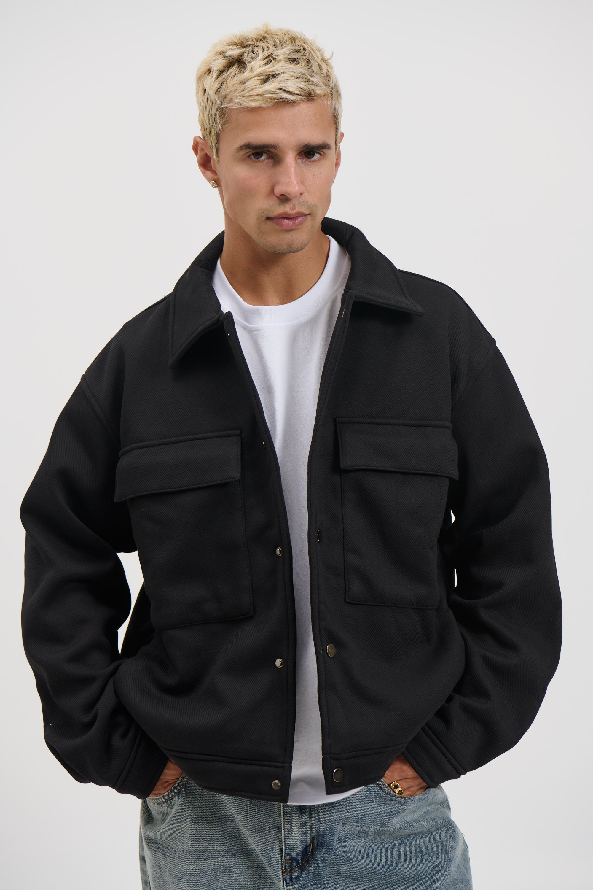 Technical Button Jacket Black