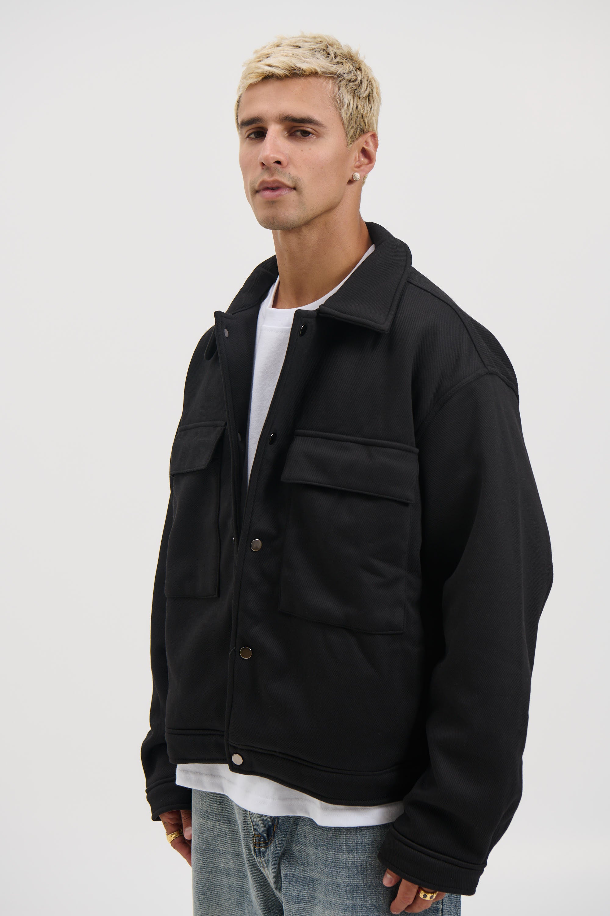 Technical Button Jacket Black
