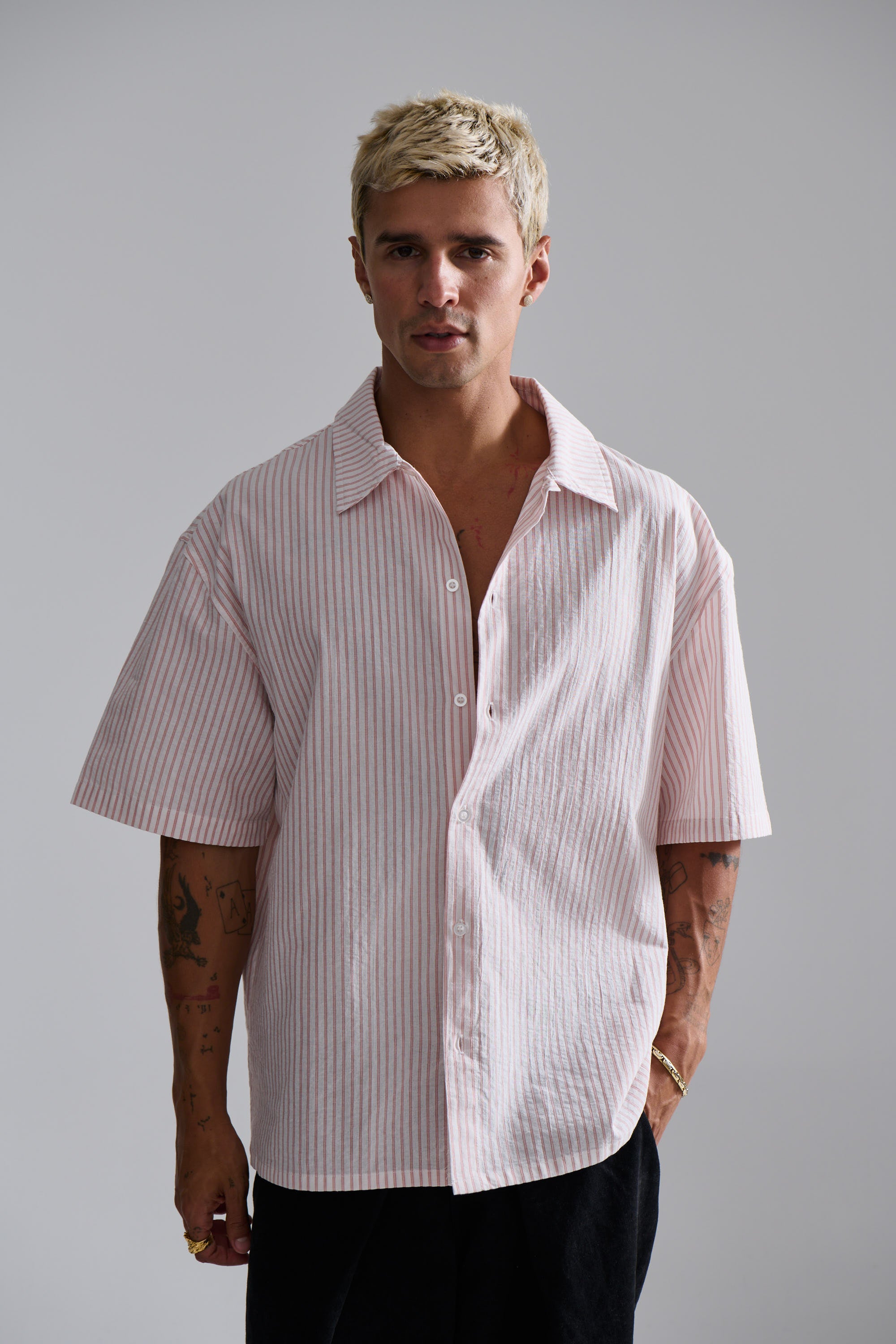 Nathaniel Drop Shirt Stripe Rose