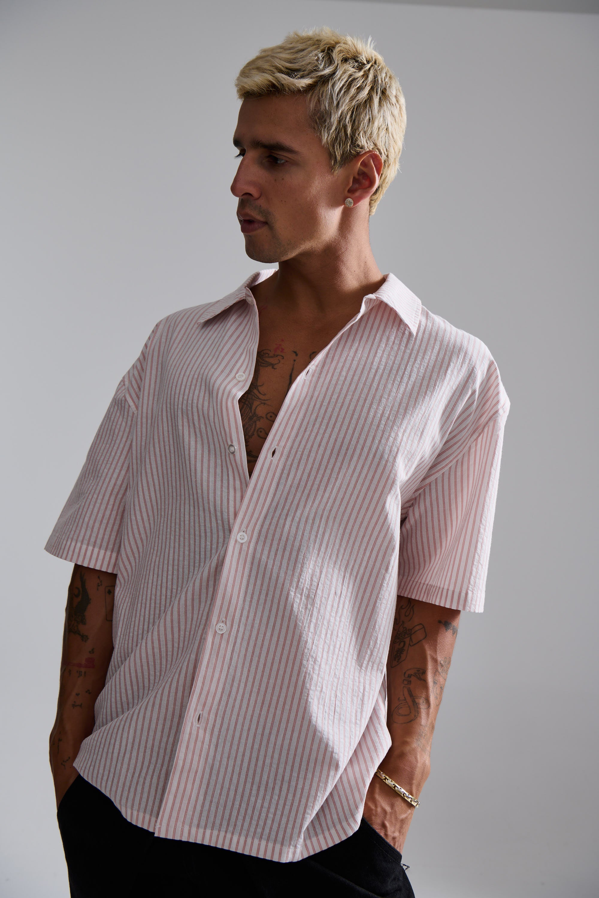 Nathaniel Drop Shirt Stripe Rose