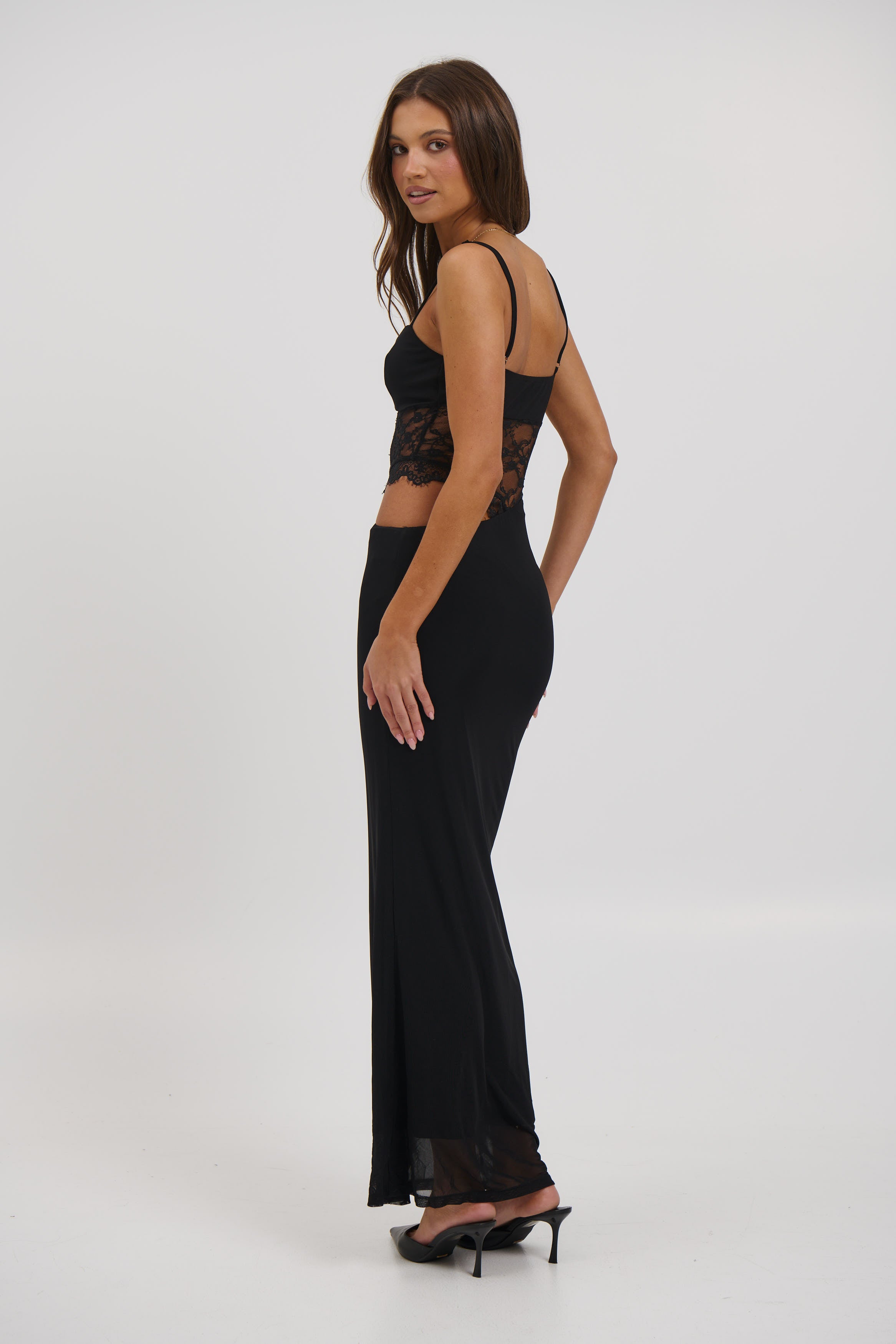 Navy Lace Maxi Dress Black