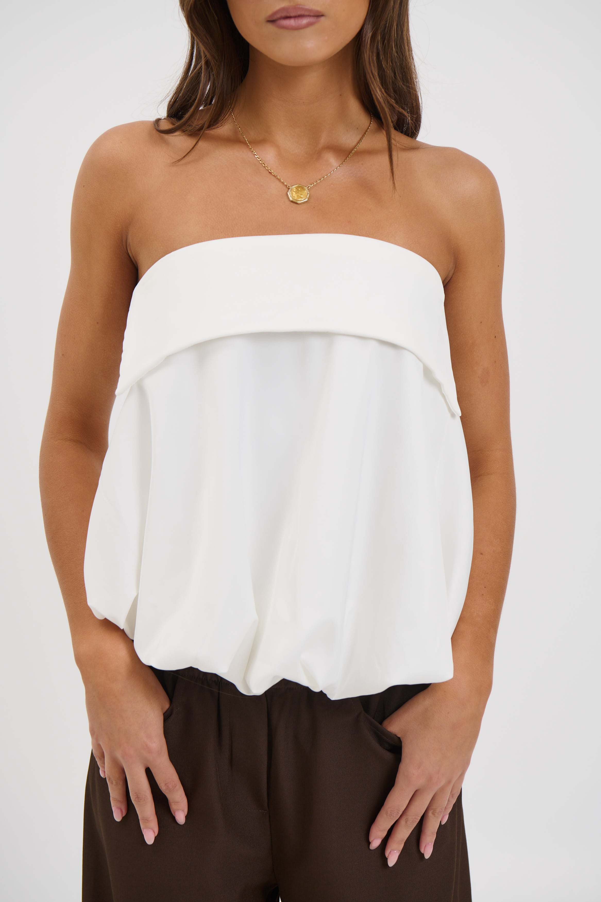 Gracie Strapless Top White