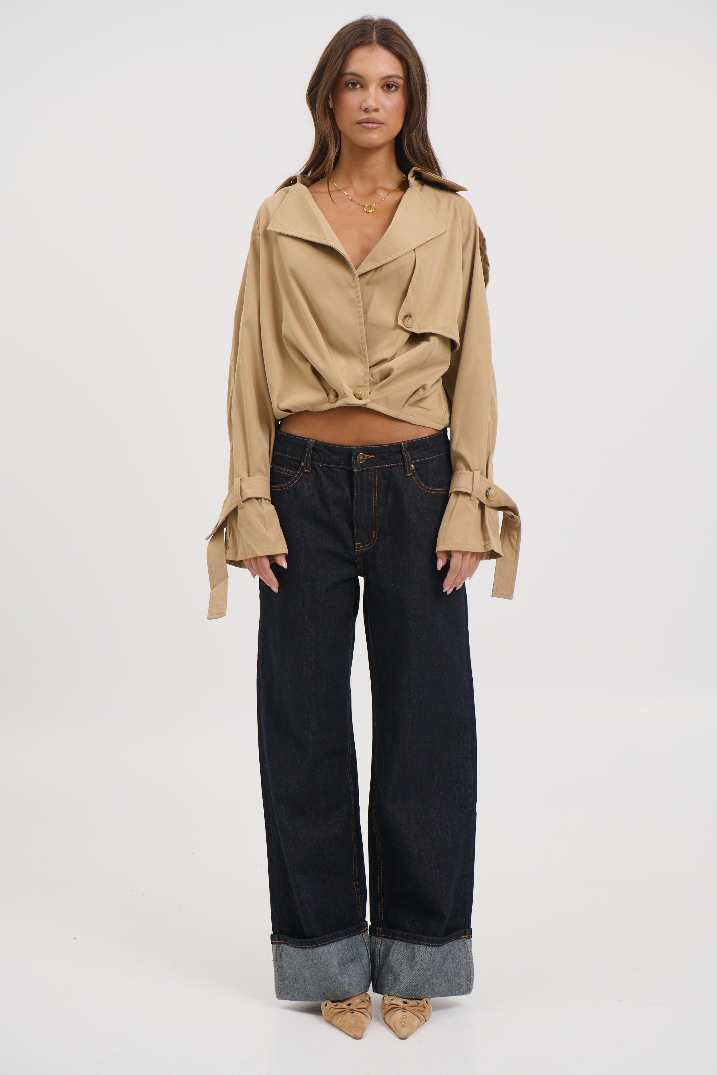 Elvira Cropped Trench Beige