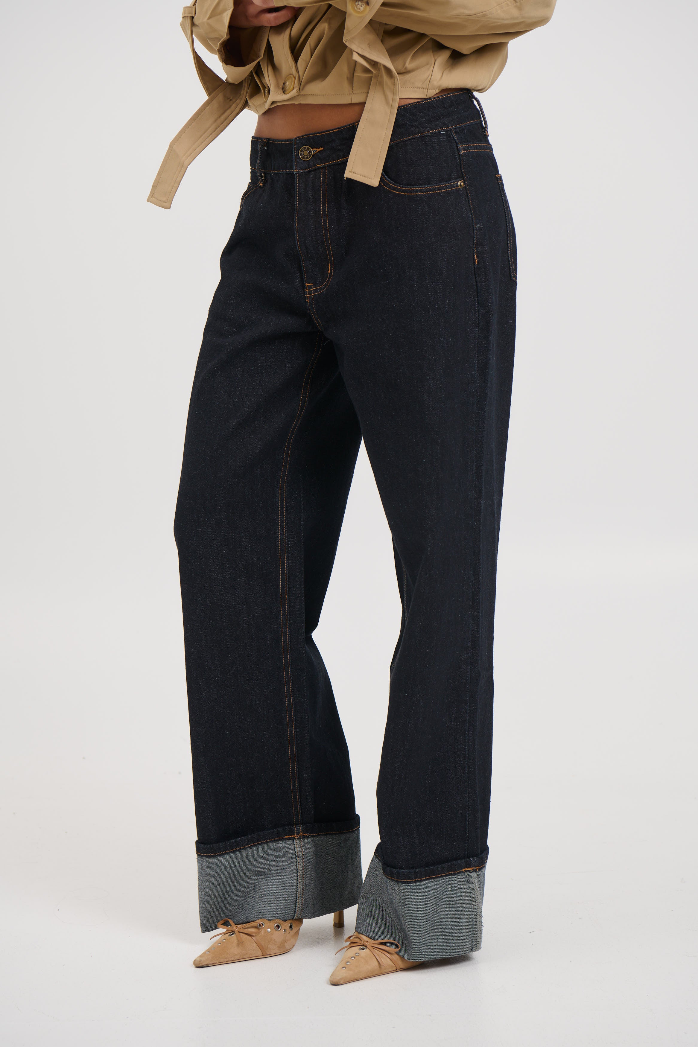 Top Model Cuffed Jean Dark Denim