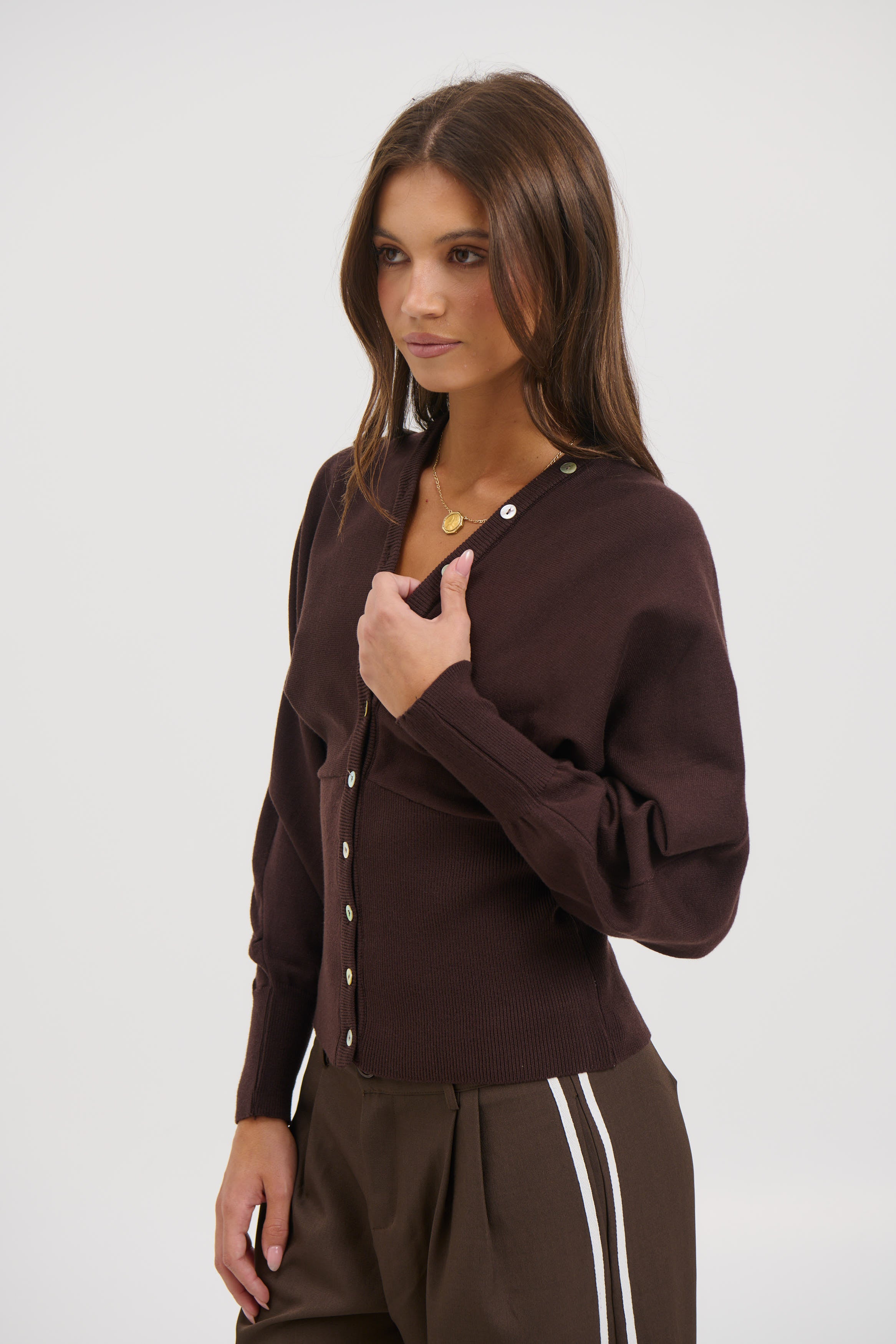 Taya Button Up Chocolate