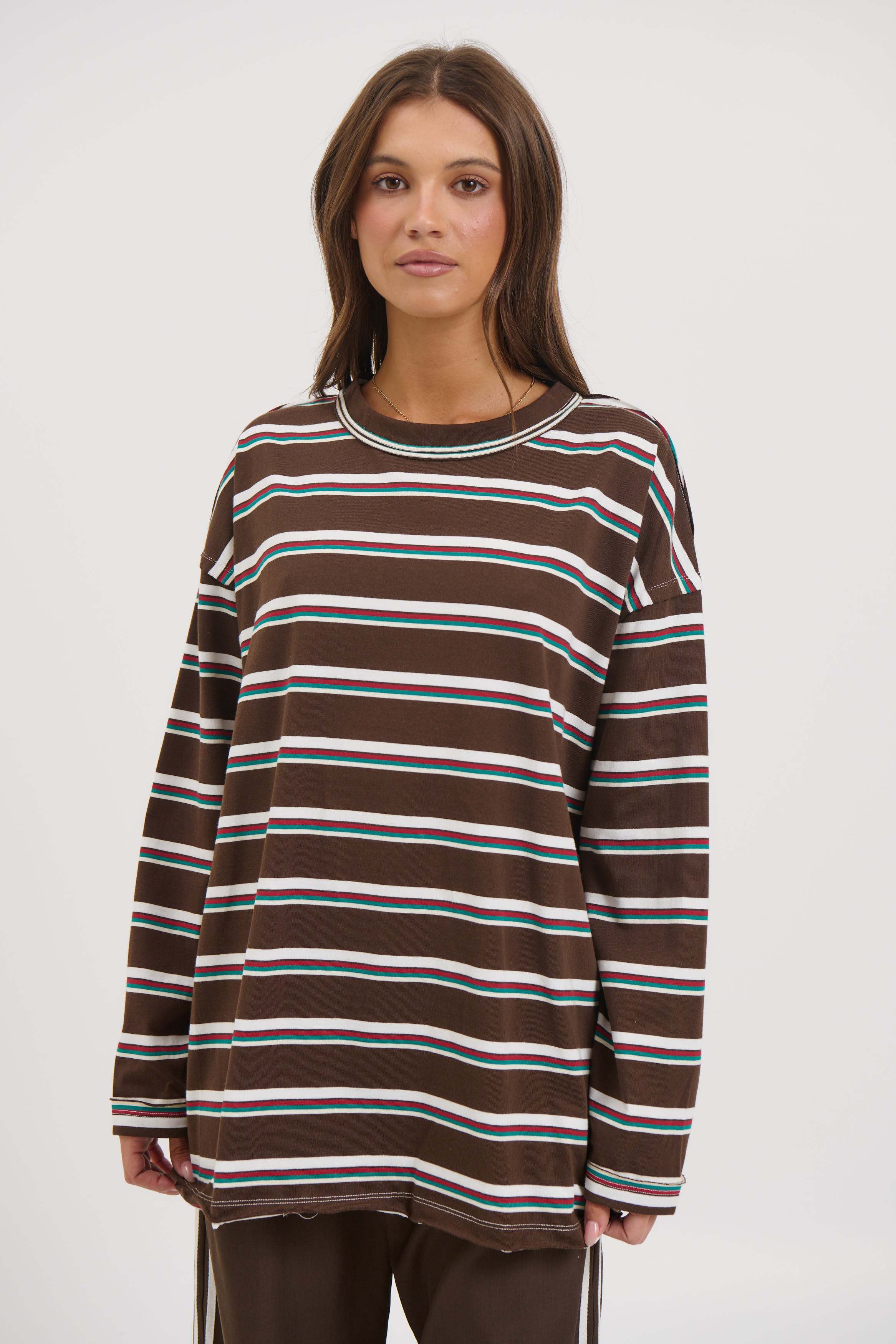 Horizon Long Sleeve Dark Chocolate Stripe