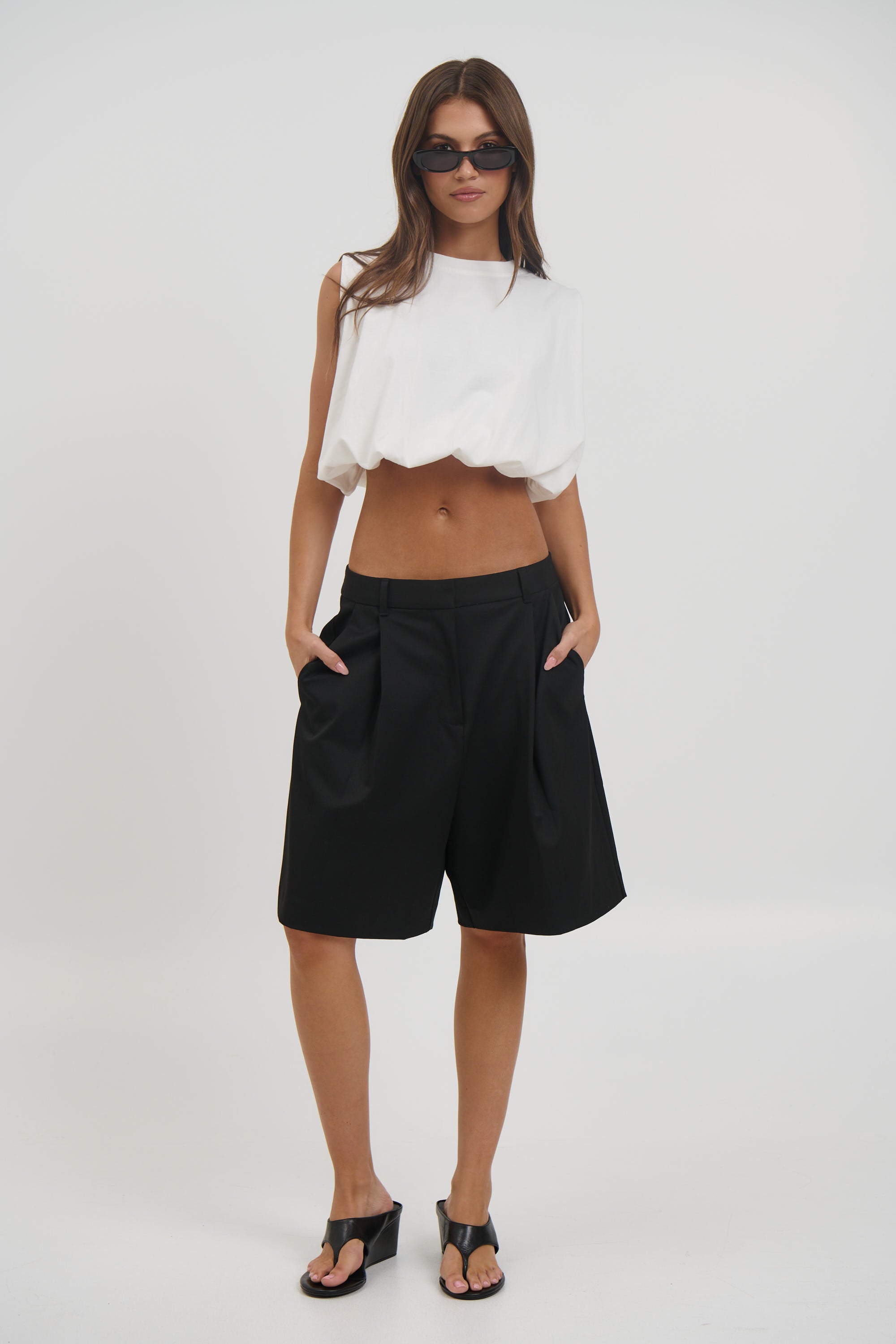 Emily Bubble Hem Top White