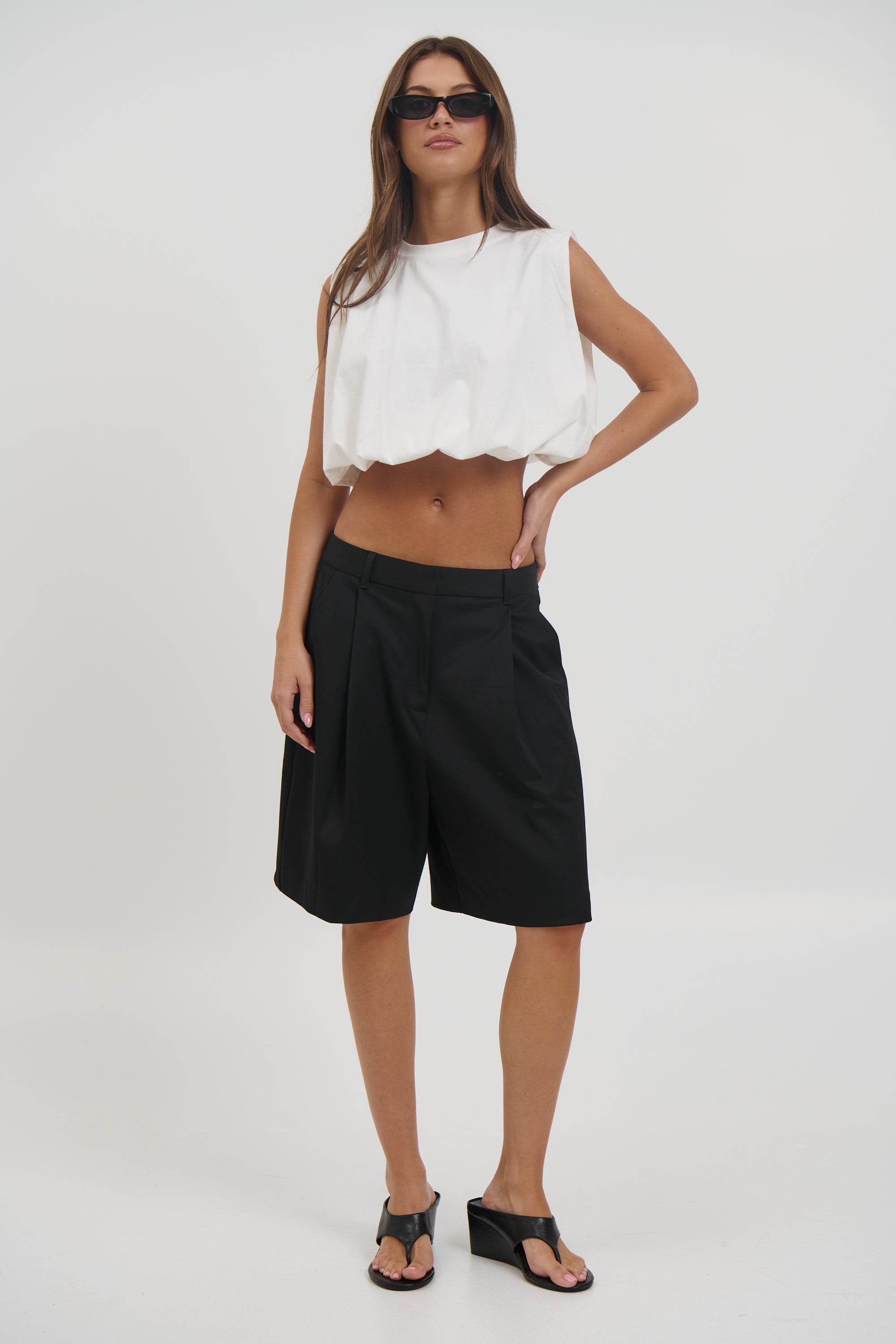 Emily Bubble Hem Top White