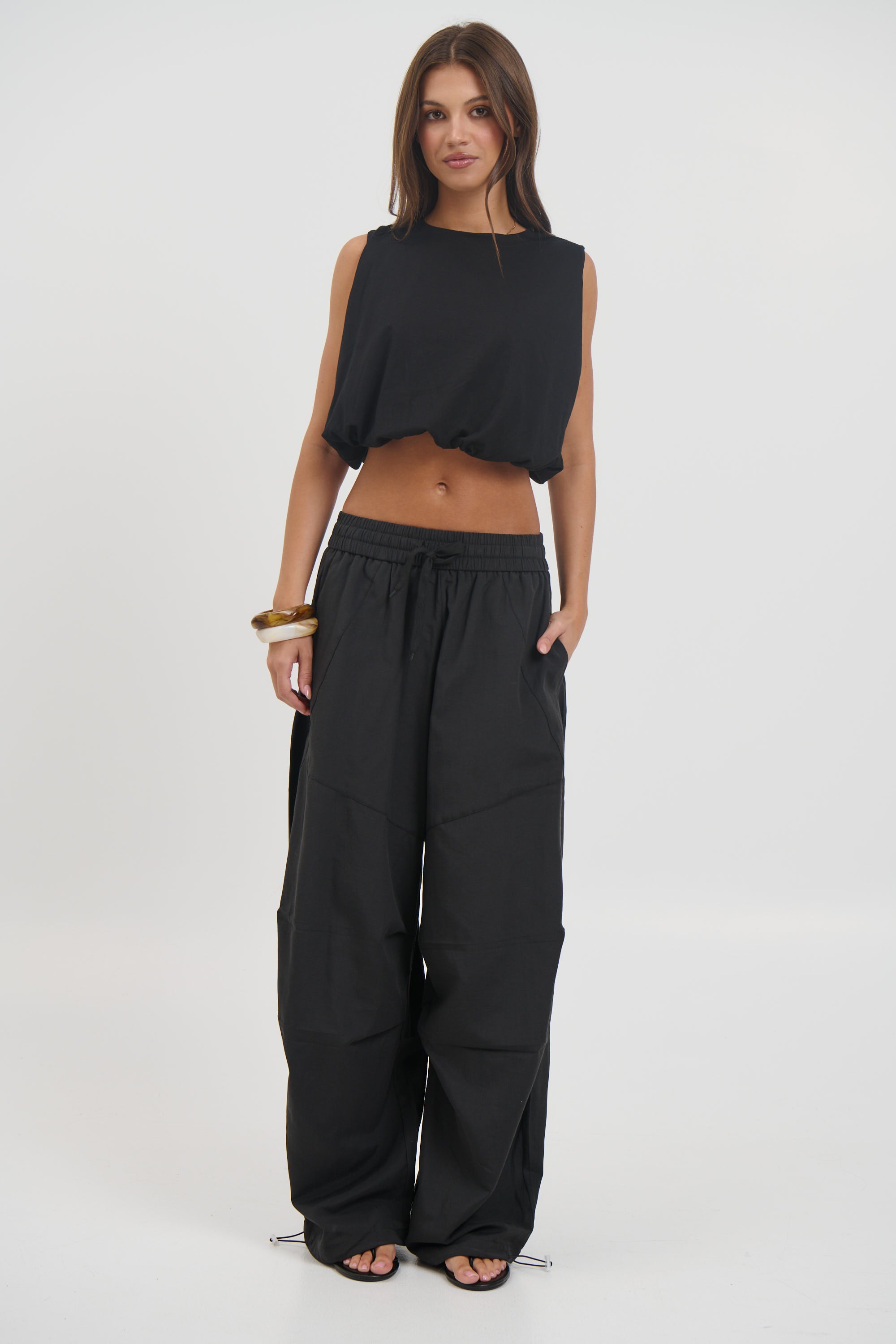 Emily Bubble Hem Top Black