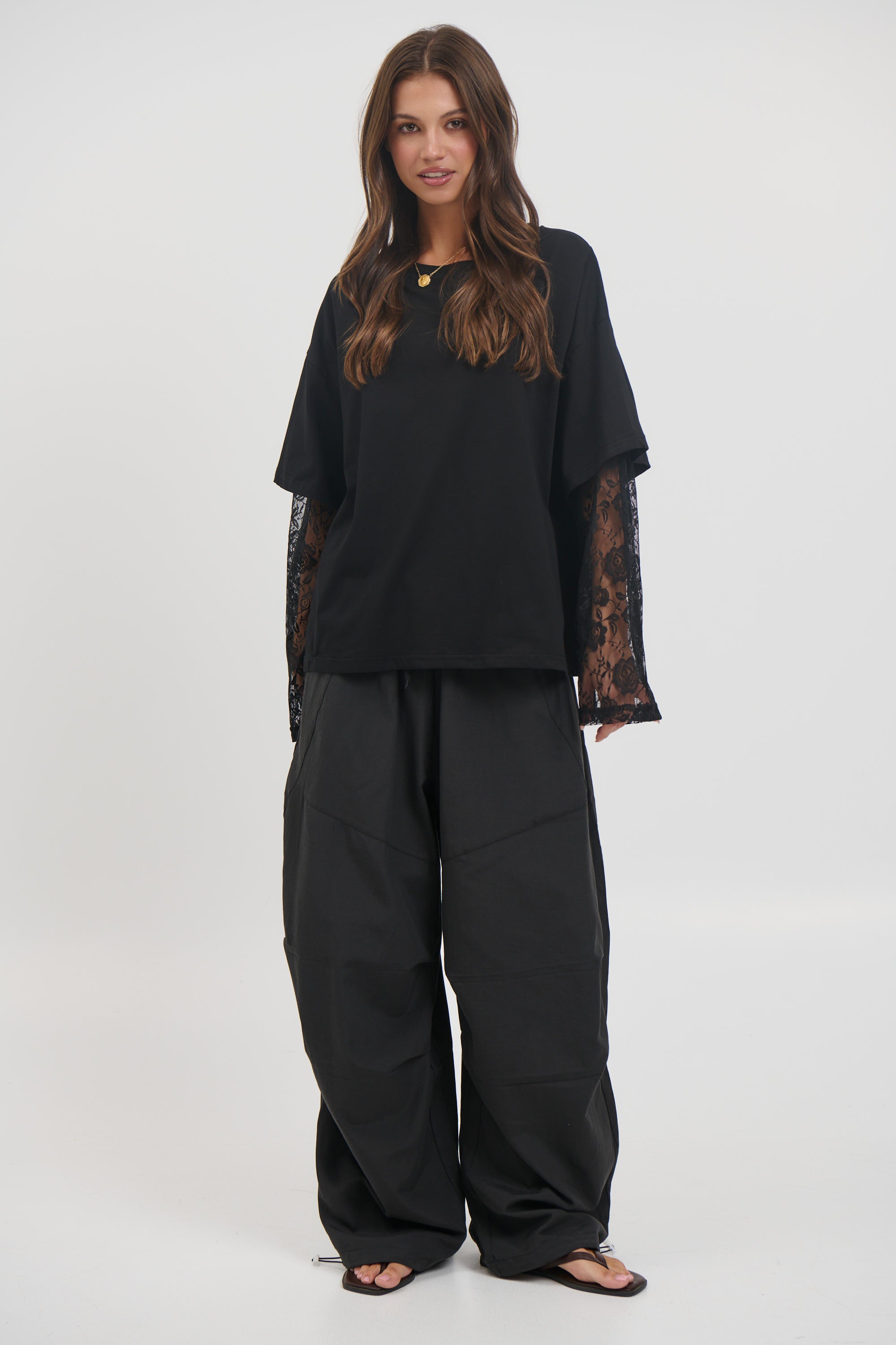 Francesca Lace Tee Black