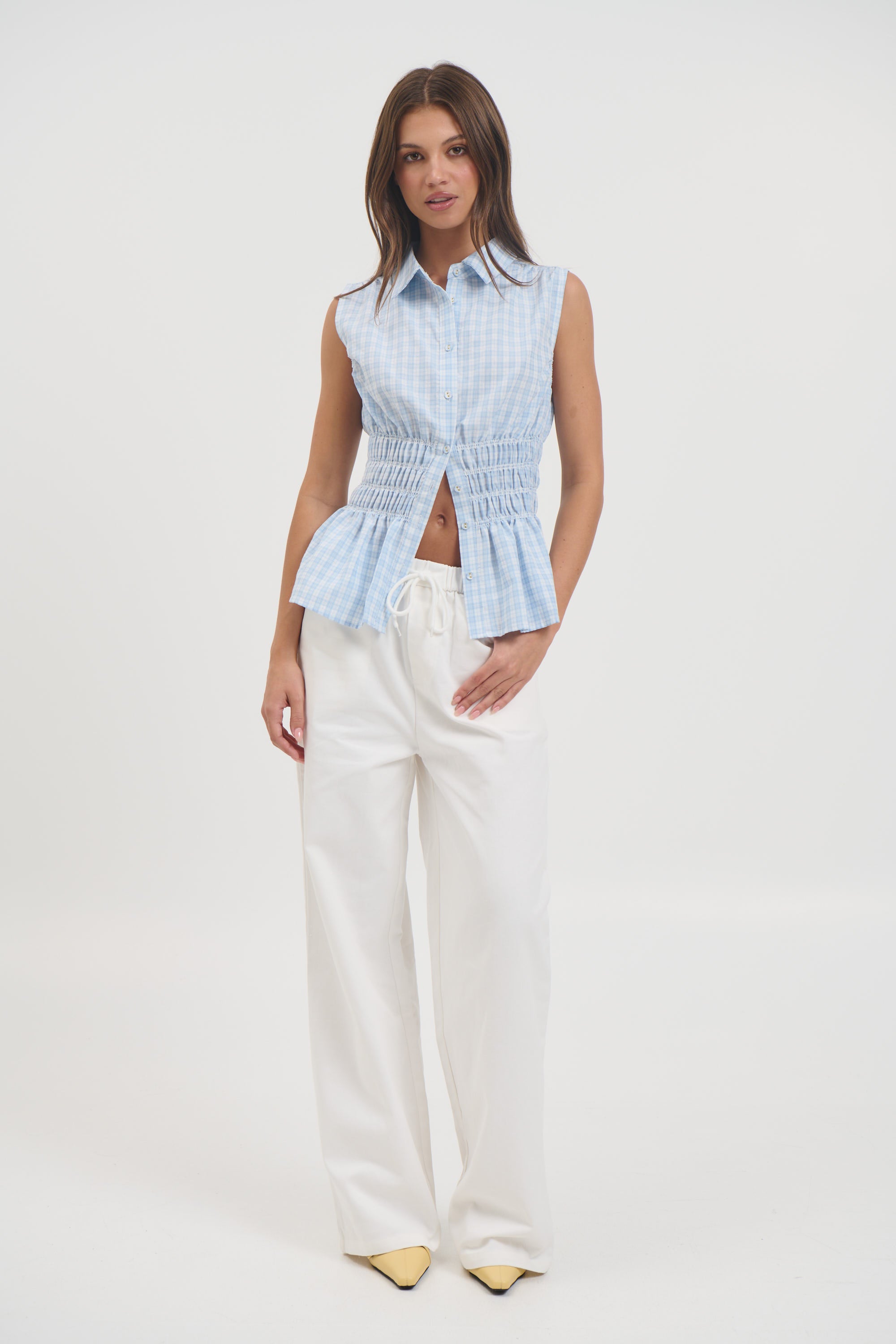 Charlotte Sleeveless Shirt Blue